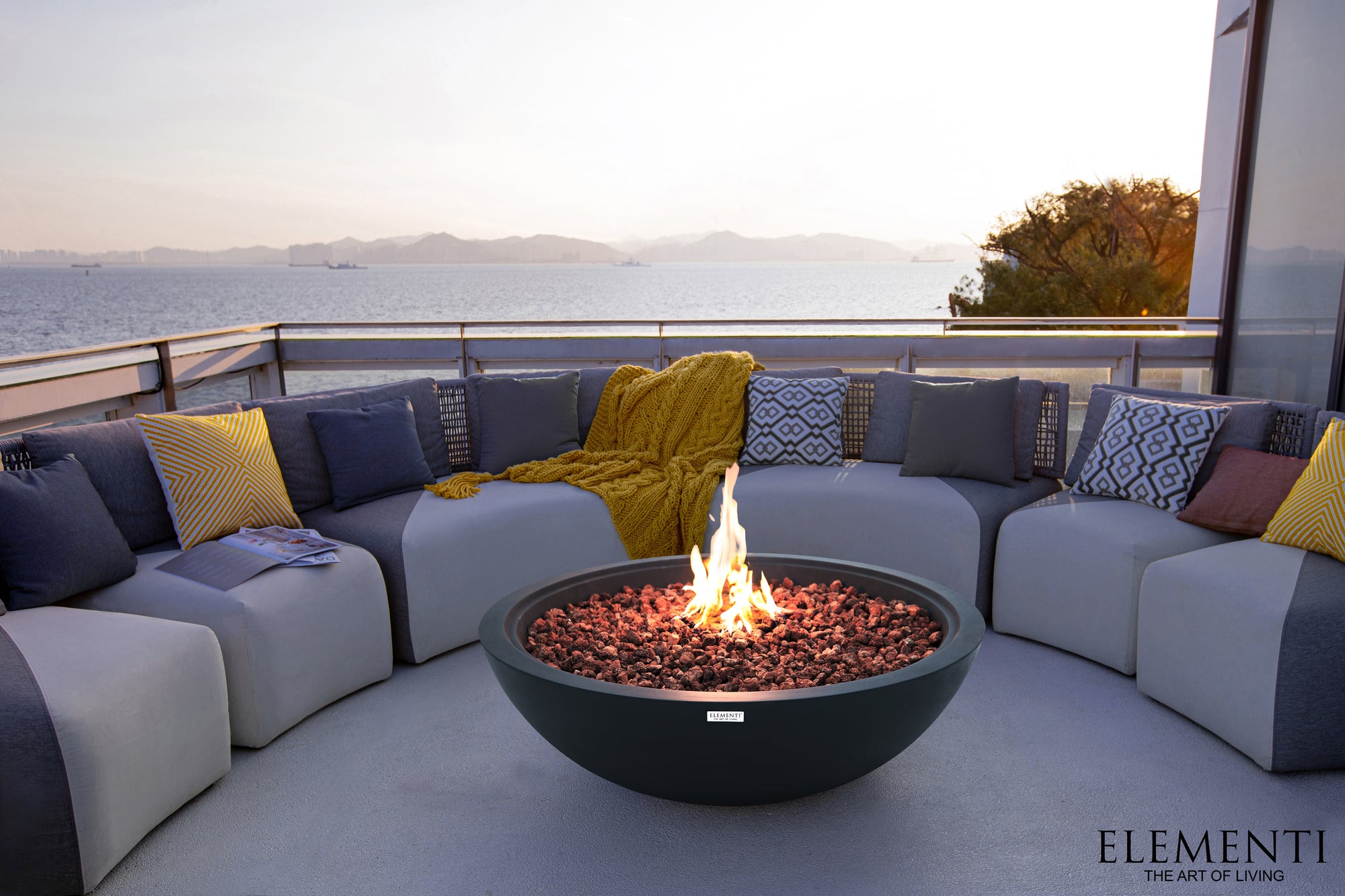 +Rose Bowl 48" Dark Grey Concrete Fire Pit (OFG420DG)