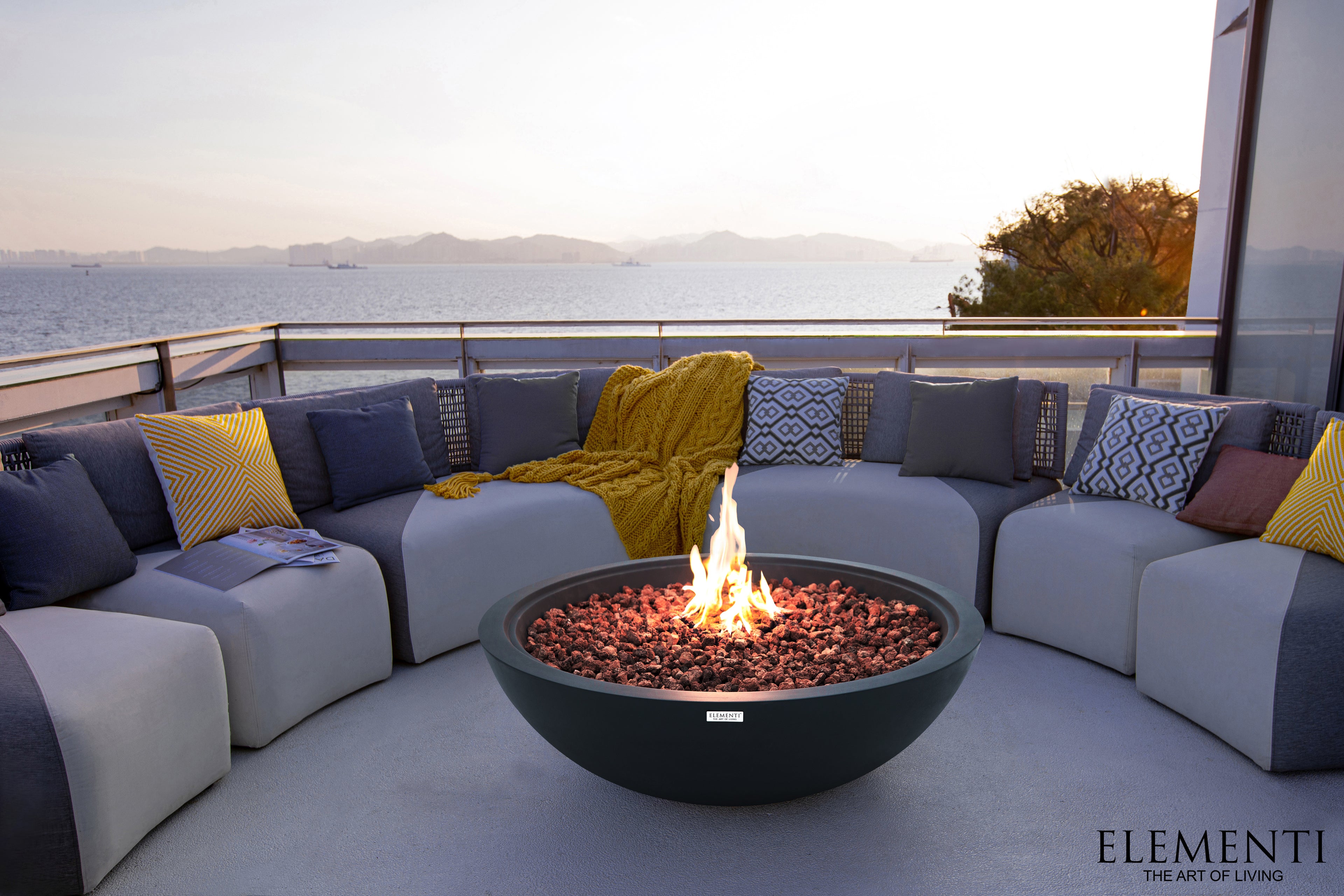 +Rose Bowl 48" Dark Grey Concrete Fire Pit (OFG420DG)