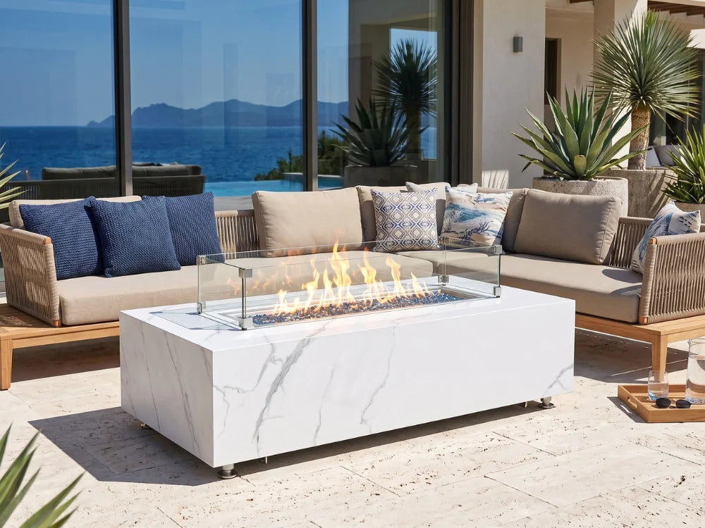 +Varna & Carrara 60" Marble Porcelain Fire Table (OFP121)