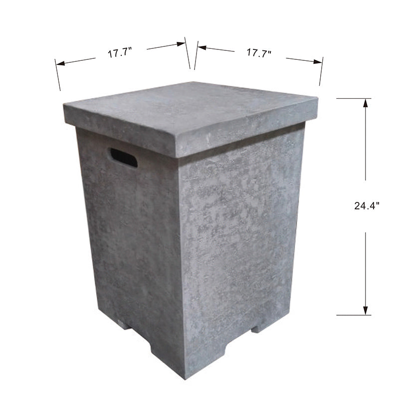 Concrete Propane Tank Cover for Manhattan/Metropolis/Hampton Fire Table with dimensions labeled on a white background