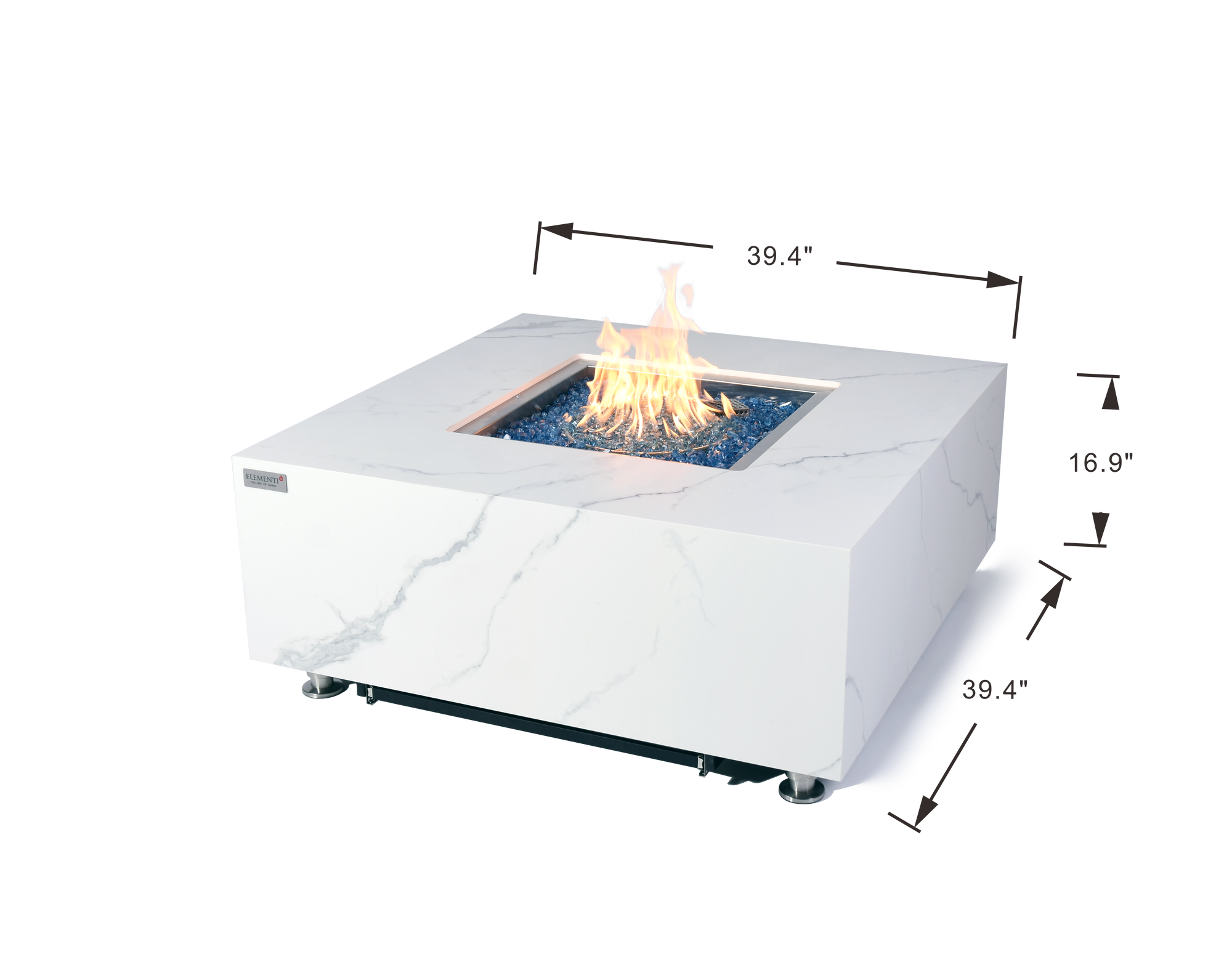 +Bianco 40" Marble Porcelain Fire Table (OFP103BW)