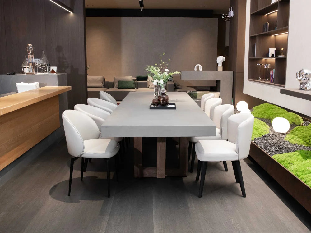 Malaga Concrete Dining Table w/ Manchurian Ash Legs (FDM-SG)