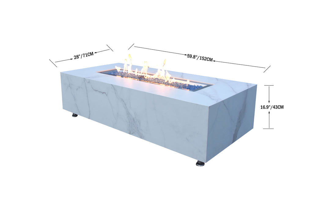 +Carrara 60" Marble Porcelain Fire Table (OFP121BW)