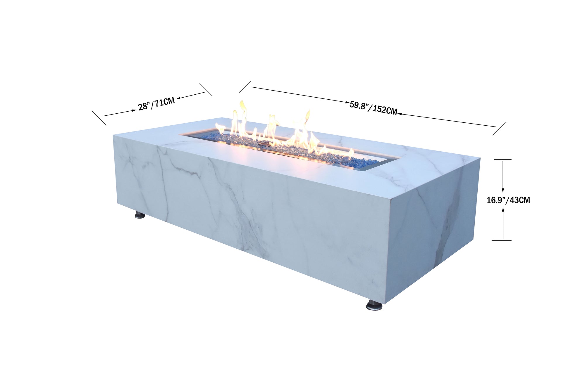 +Carrara 60" Marble Porcelain Fire Table (OFP121BW)