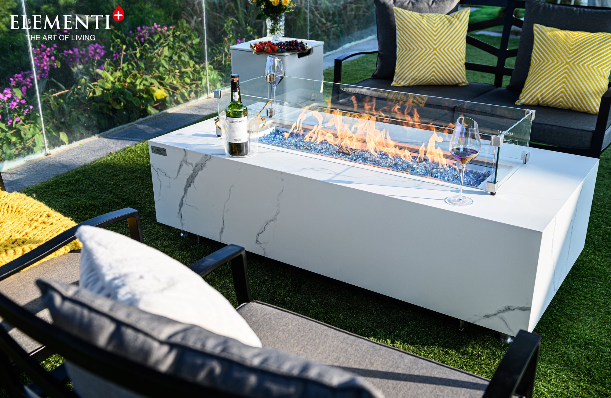 +Carrara 60" Marble Porcelain Fire Table (OFP121BW)