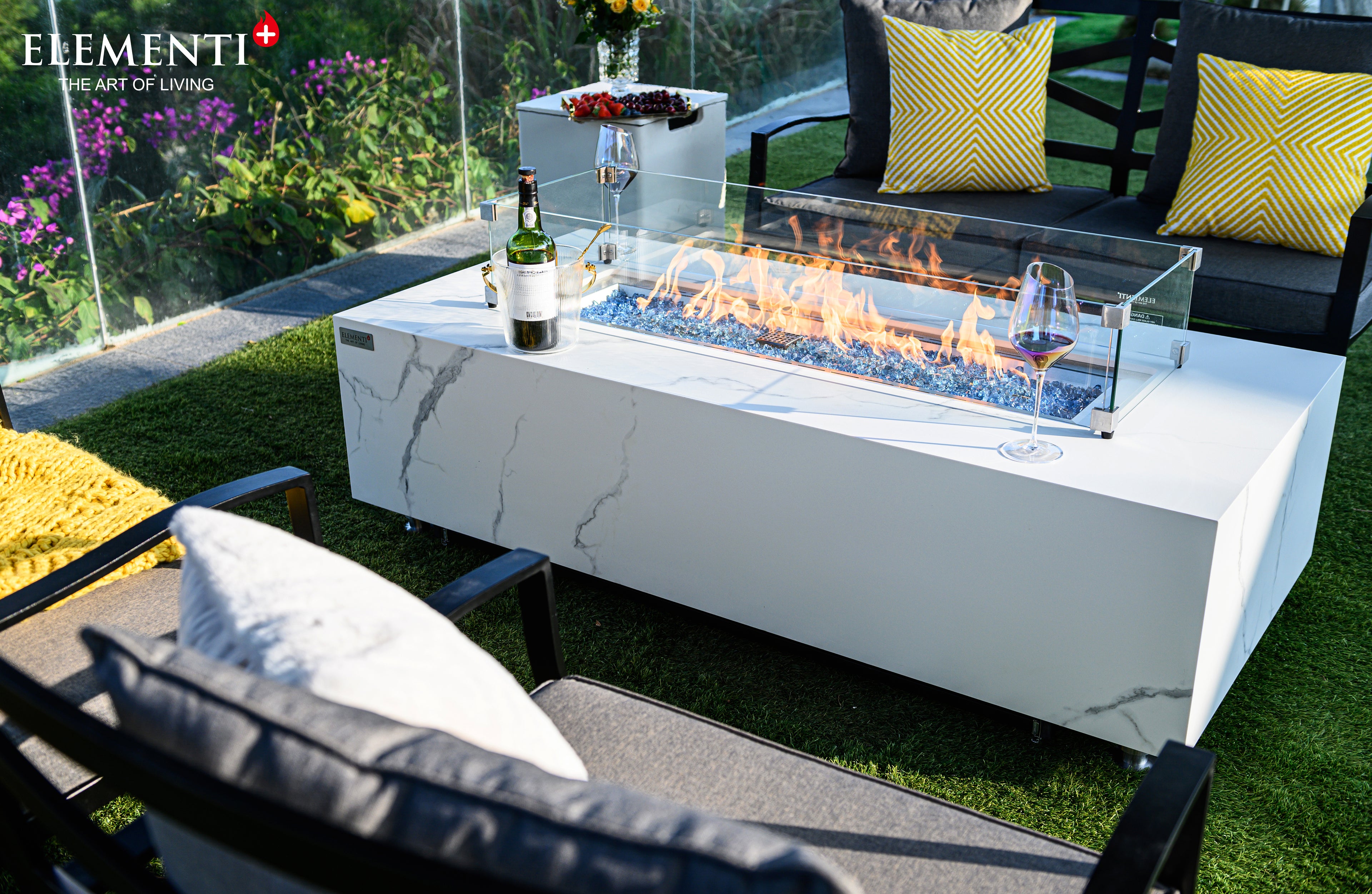 +Carrara 60" Marble Porcelain Fire Table (OFP121BW)