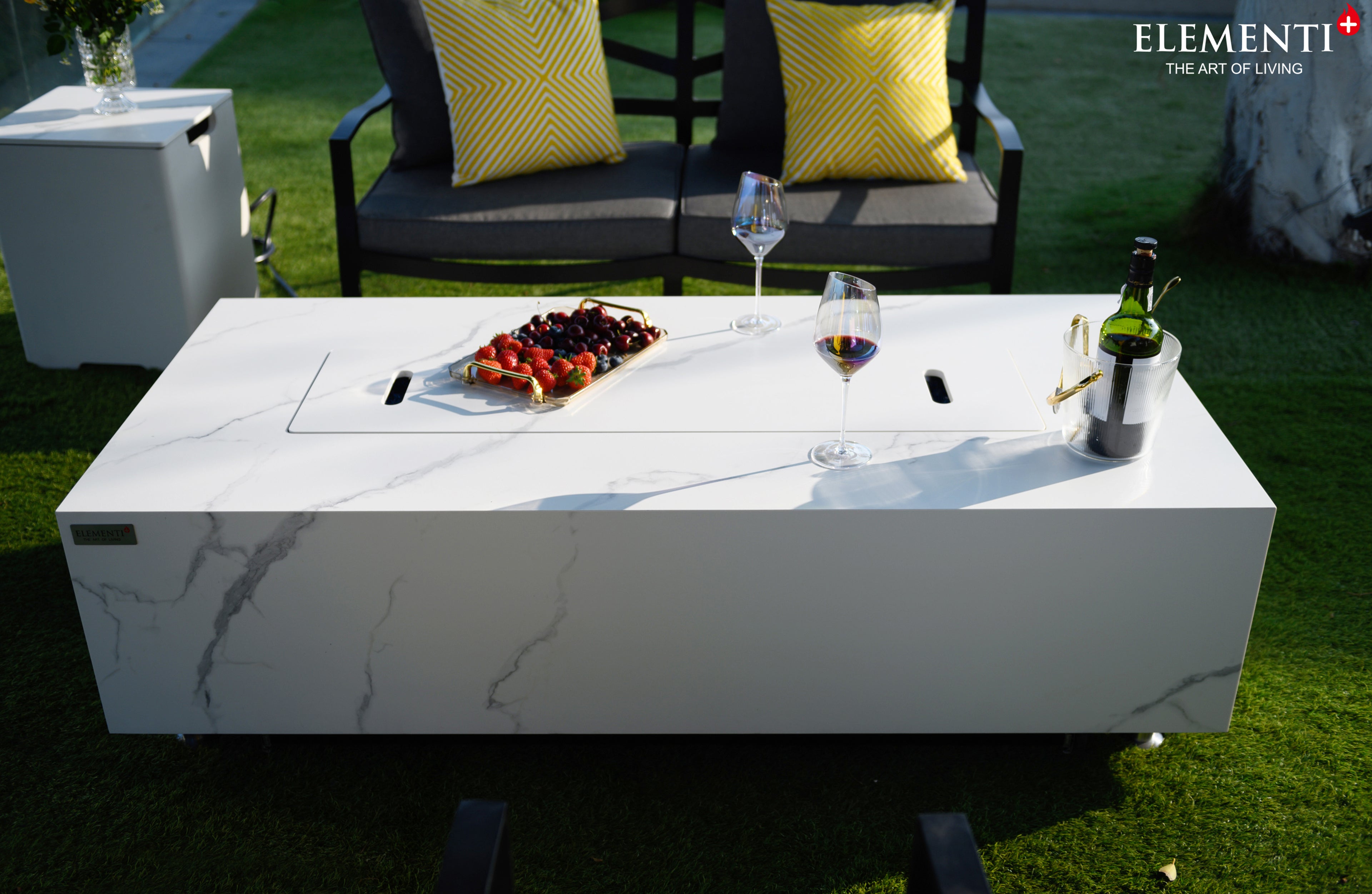 +Carrara 60" Marble Porcelain Fire Table (OFP121BW)