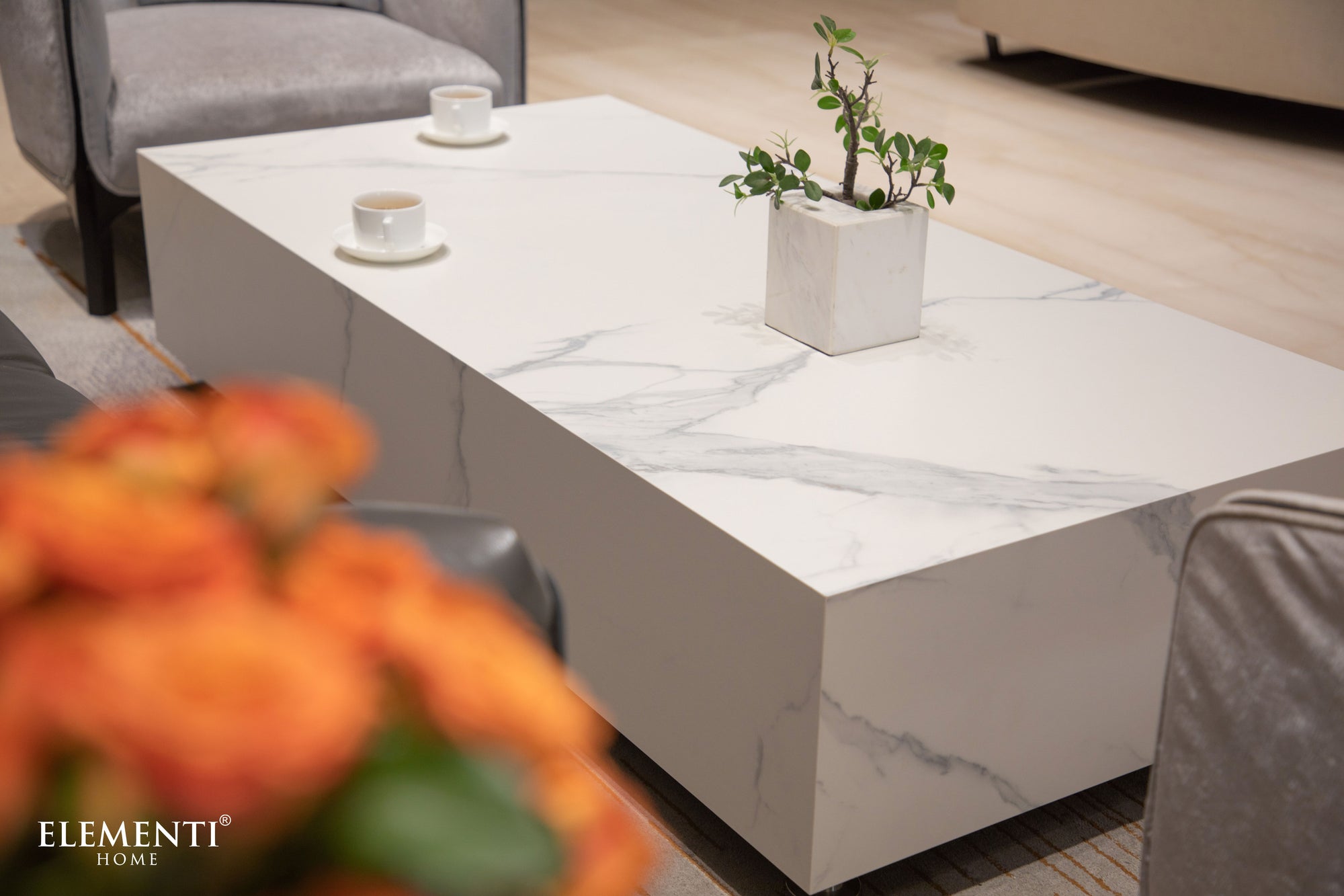 +Bianco Marble Porcelain Coffee Table (FCP-BW)