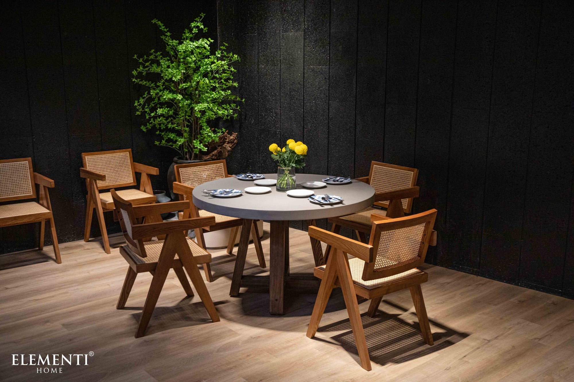 Verona 48" Concrete Dining Table w/ Manchurian Ash Legs (FDM02-SG)