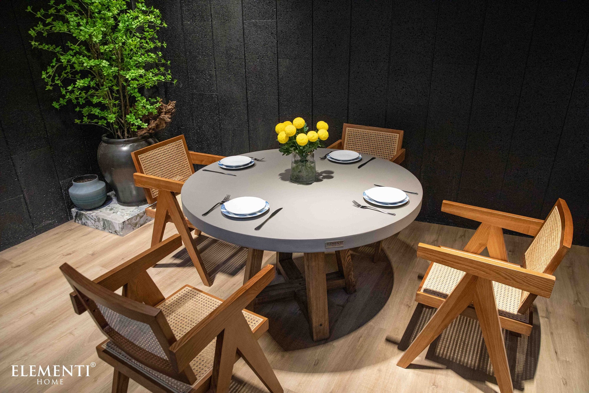 Verona 48" Concrete Dining Table w/ Manchurian Ash Legs (FDM02-SG)