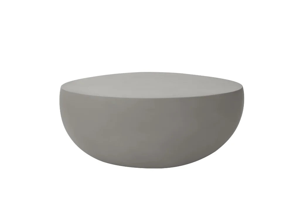 Ikaria Modern Dark Gray Round Concrete Coffee Table, shown against a plain white background.