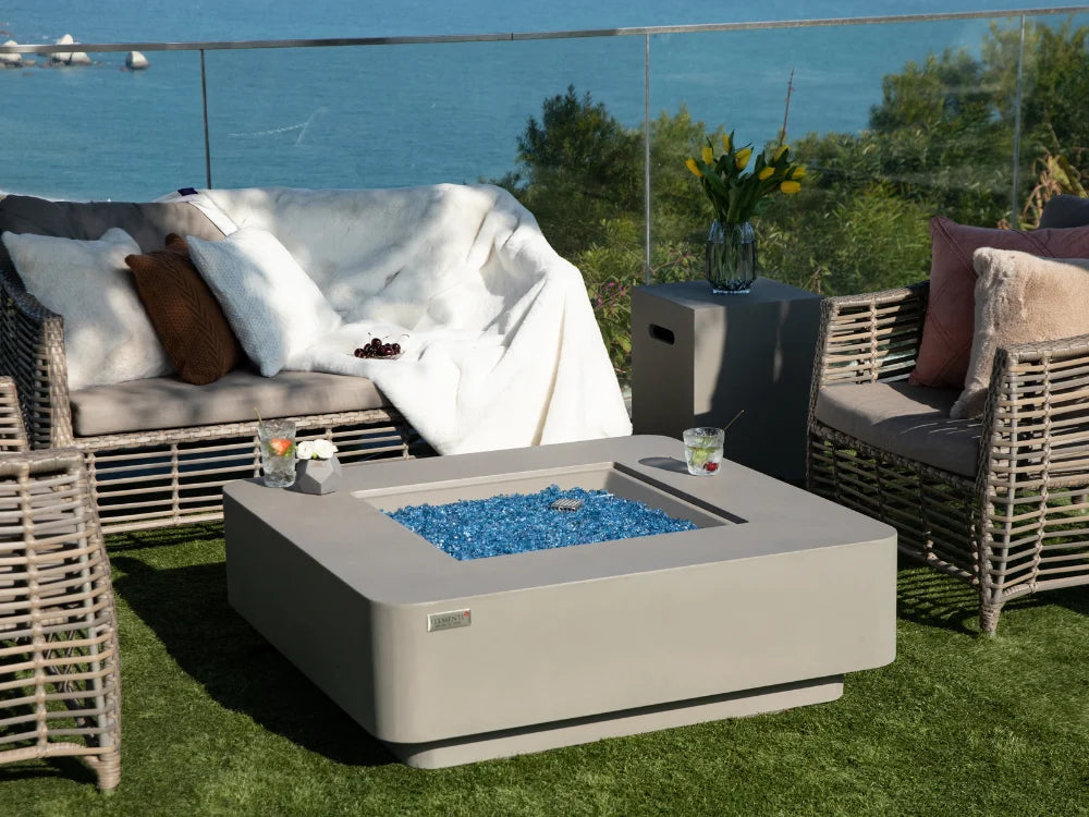+Lucerne 42" Light Gray Sandstone Fire Table (OFG419LG)