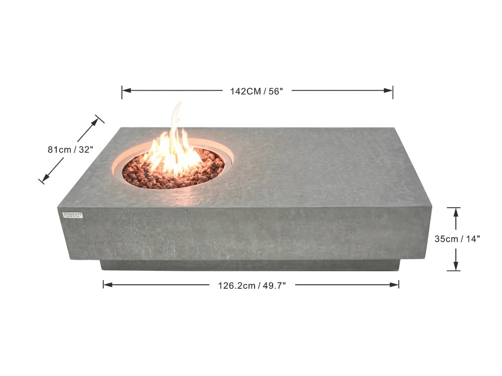 Metropolis 56" Light Gray Concrete Fire Table (OFG104LG)