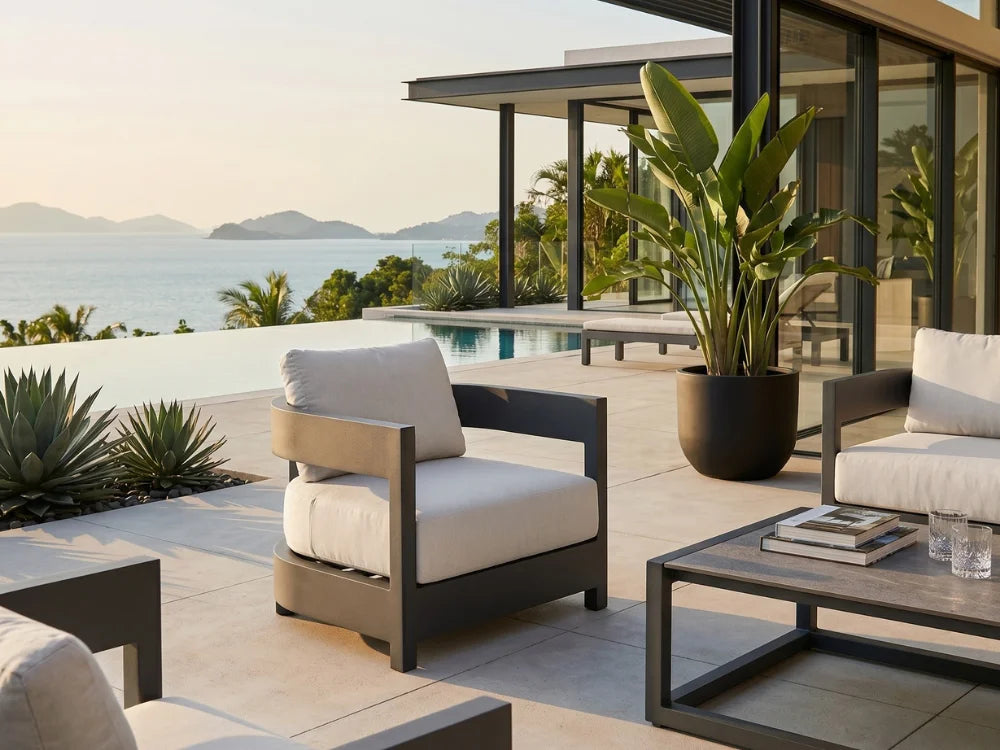 Monaco Powder-Coated Aluminum Patio Lounge Chair with Sunbrella® Cushions(OS2601S-CC)