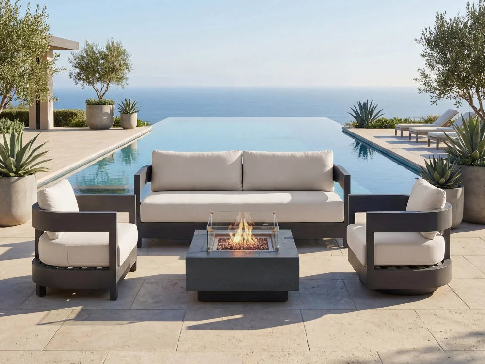 Monaco 80" Powder-Coated Aluminum Patio Sofa with Sunbrella® Cushions(OS2601T-CC)