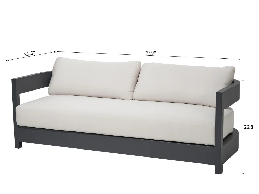 Monaco 80" Powder-Coated Aluminum Patio Sofa with Sunbrella® Cushions(OS2601T-CC)