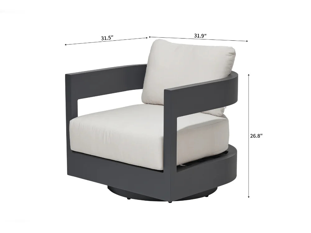 Monaco Powder-Coated Aluminum Patio Swivel Chair - Canvas Canvas Chair with Sunbrella® Cushions(OS2601W-CC)