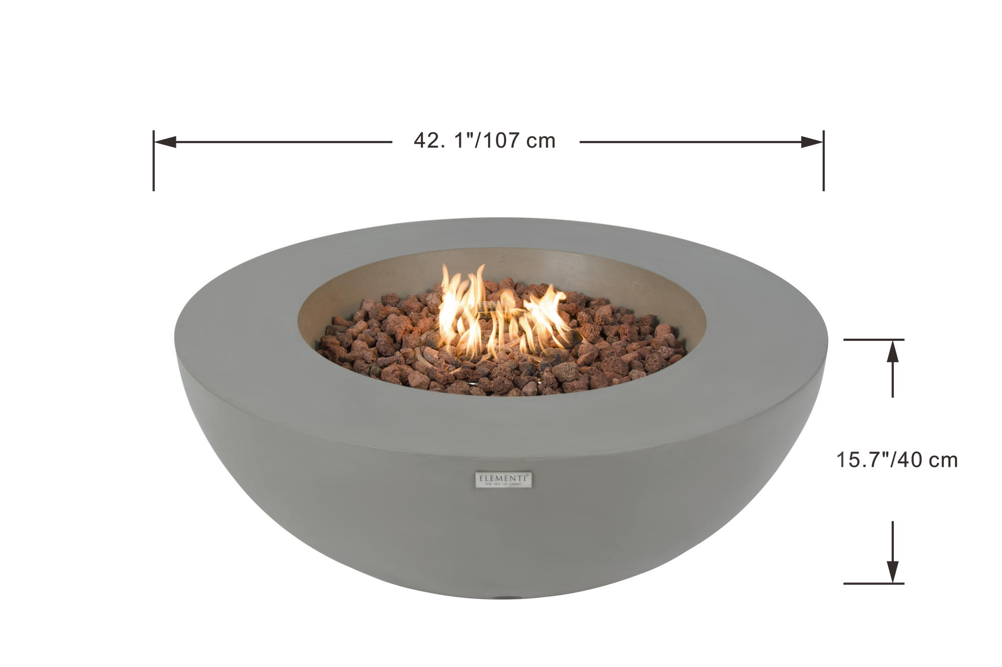 Lunar Bowl 42" Light Grey Concrete Fire Table (OFG101LG)