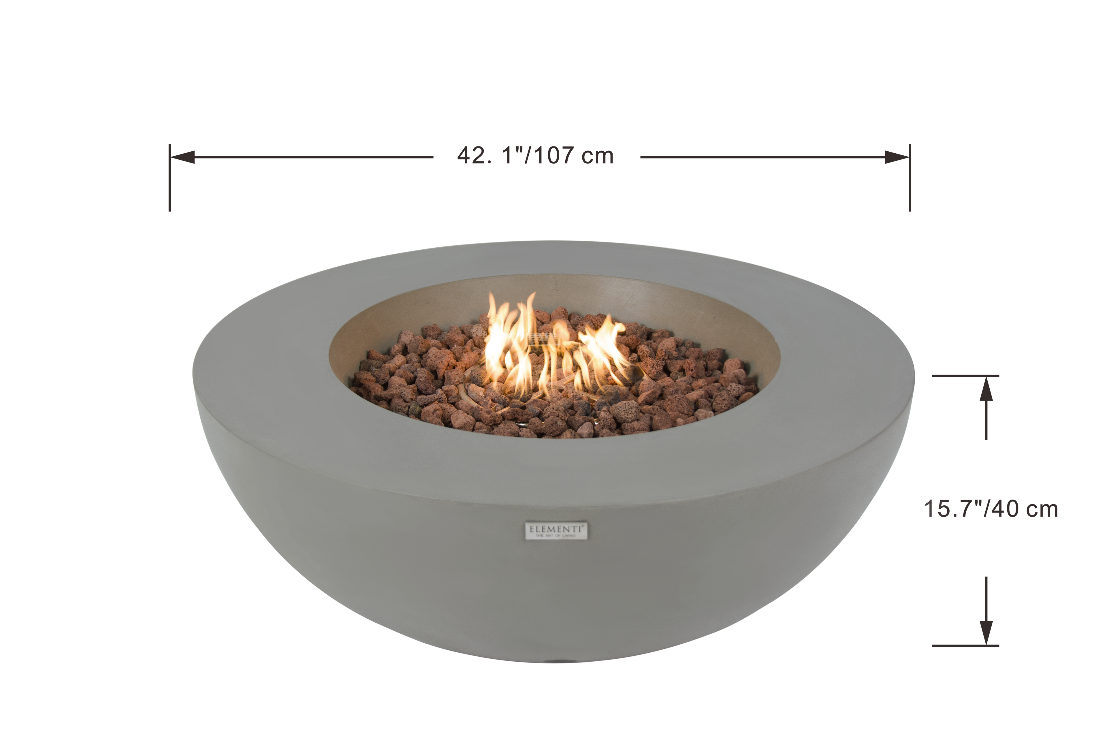 Lunar Bowl 42" Light Grey Concrete Fire Table (OFG101LG)