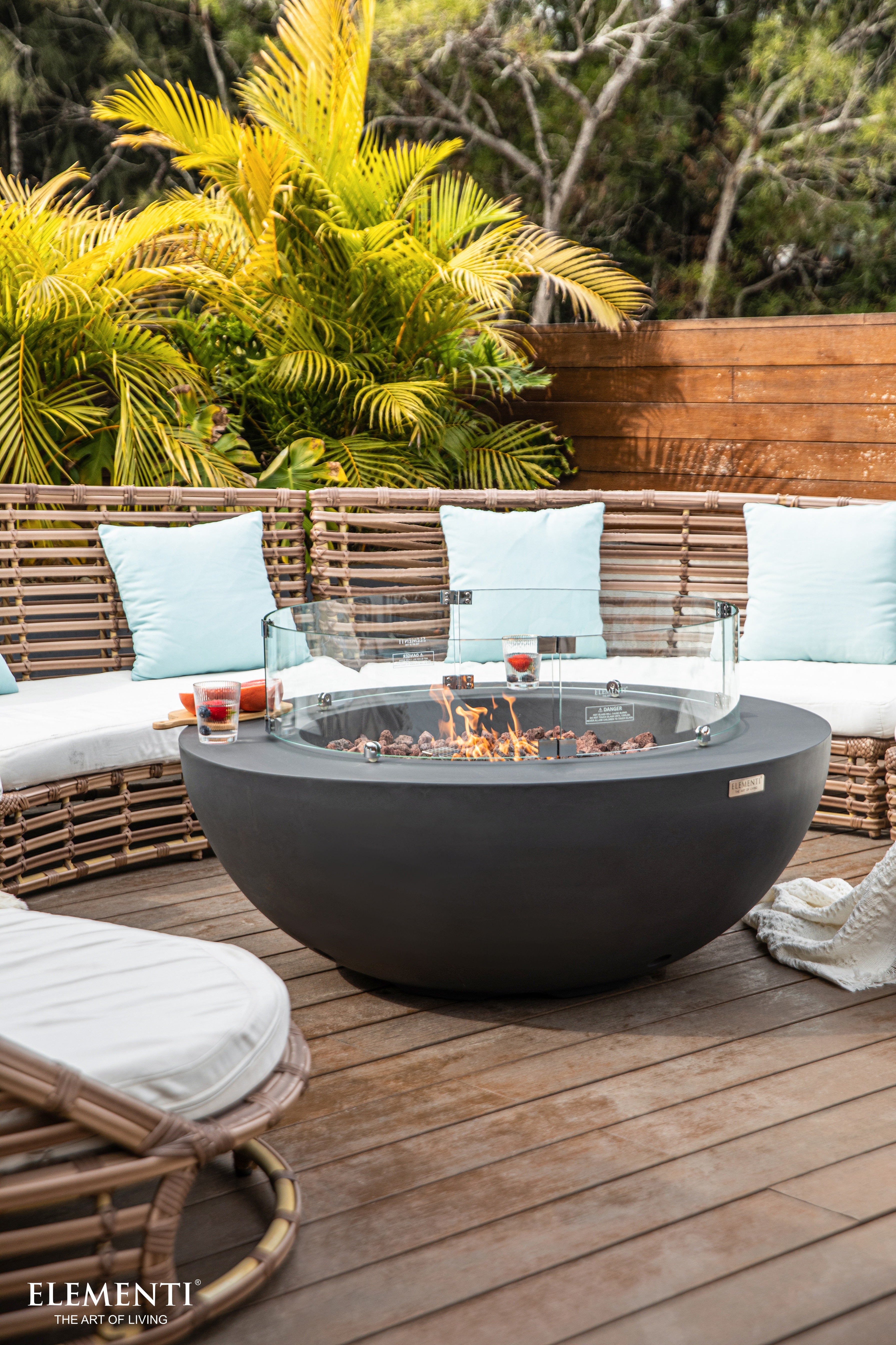 Lunar Bowl 42" Dark Grey Concrete Fire Table (OFG101DG)
