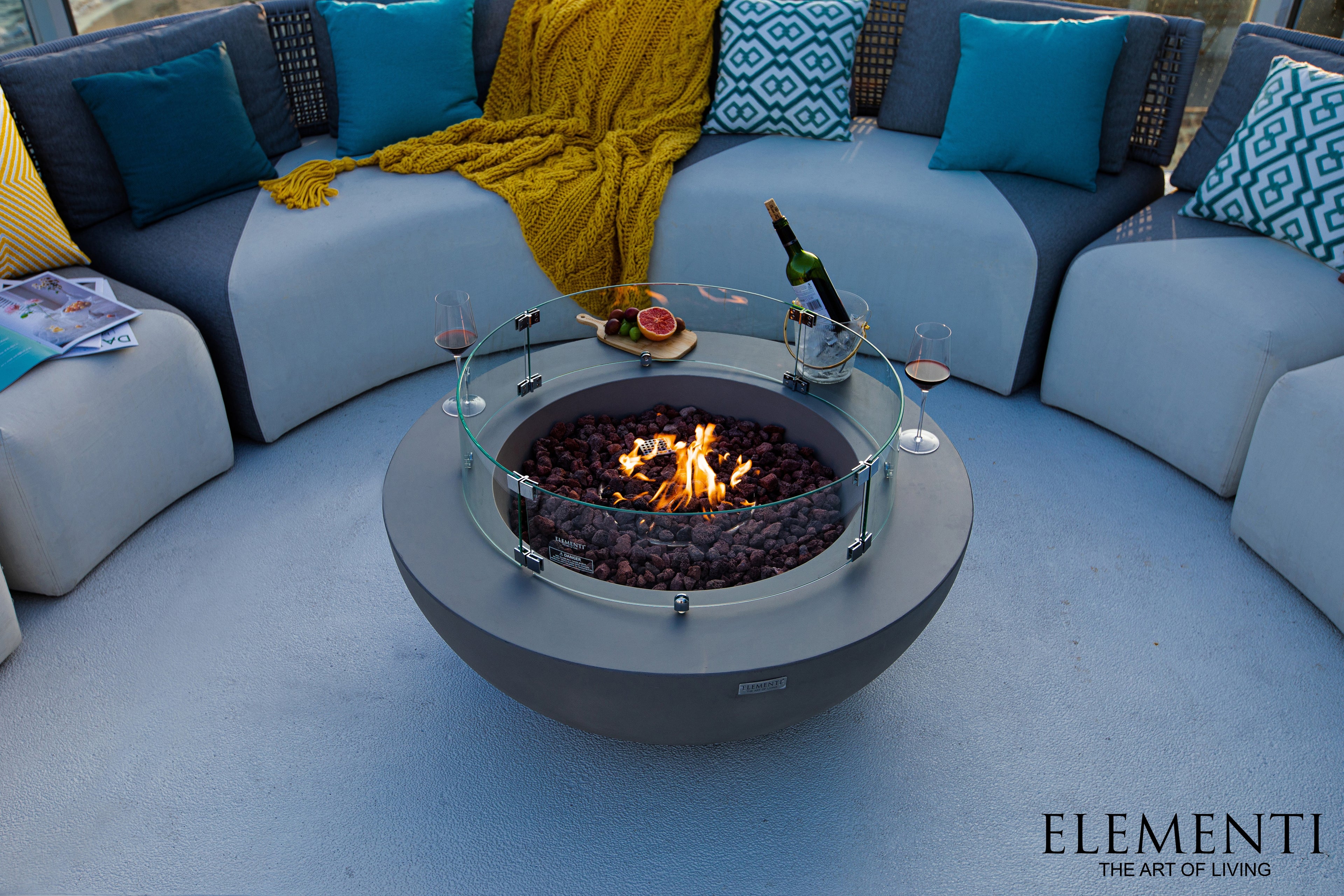 Lunar Bowl 42" Light Grey Concrete Fire Table (OFG101LG)