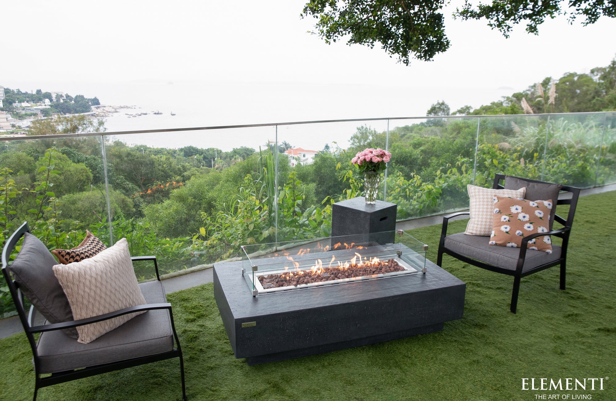 Hampton 56" Dark Grey Concrete Fire Table (OFG139DG)
