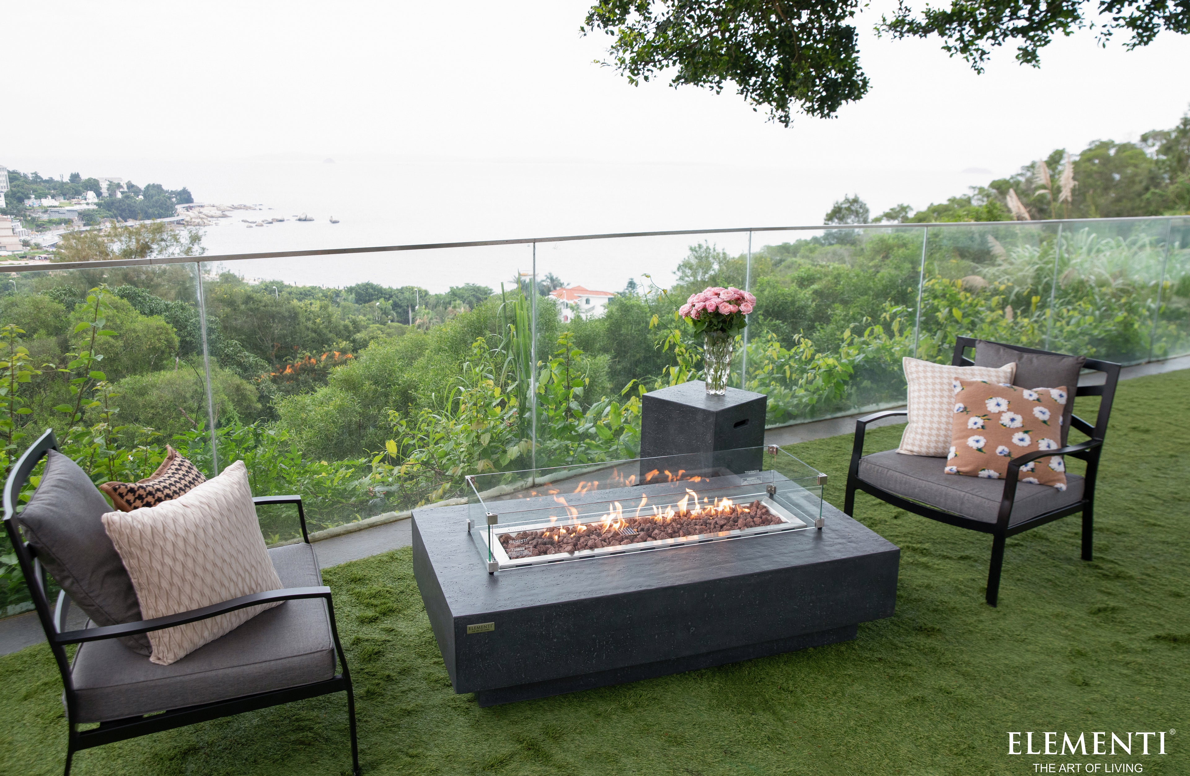 Hampton 56" Dark Grey Concrete Fire Table (OFG139DG)