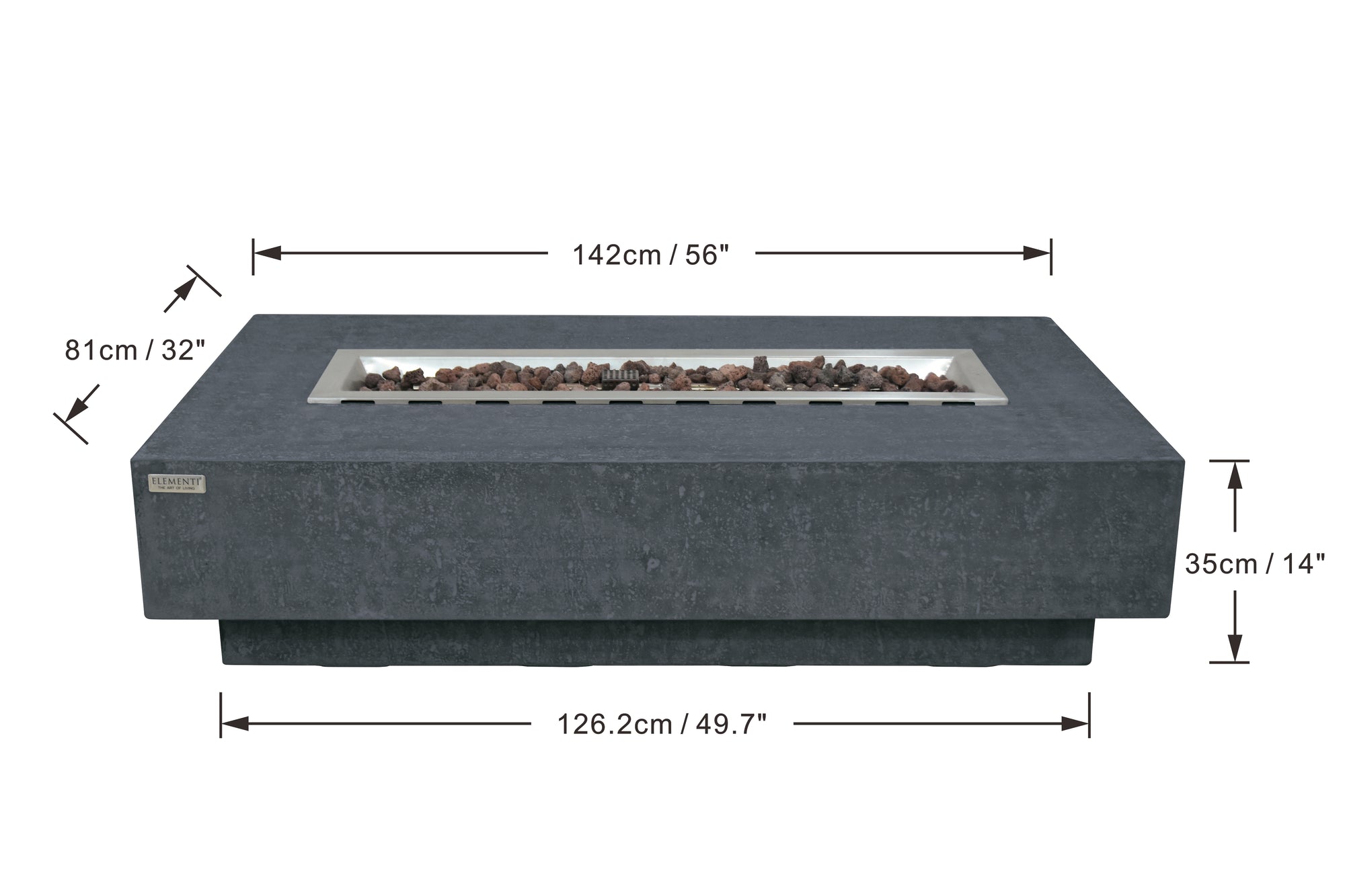 Hampton 56" Dark Grey Concrete Fire Table (OFG139DG)