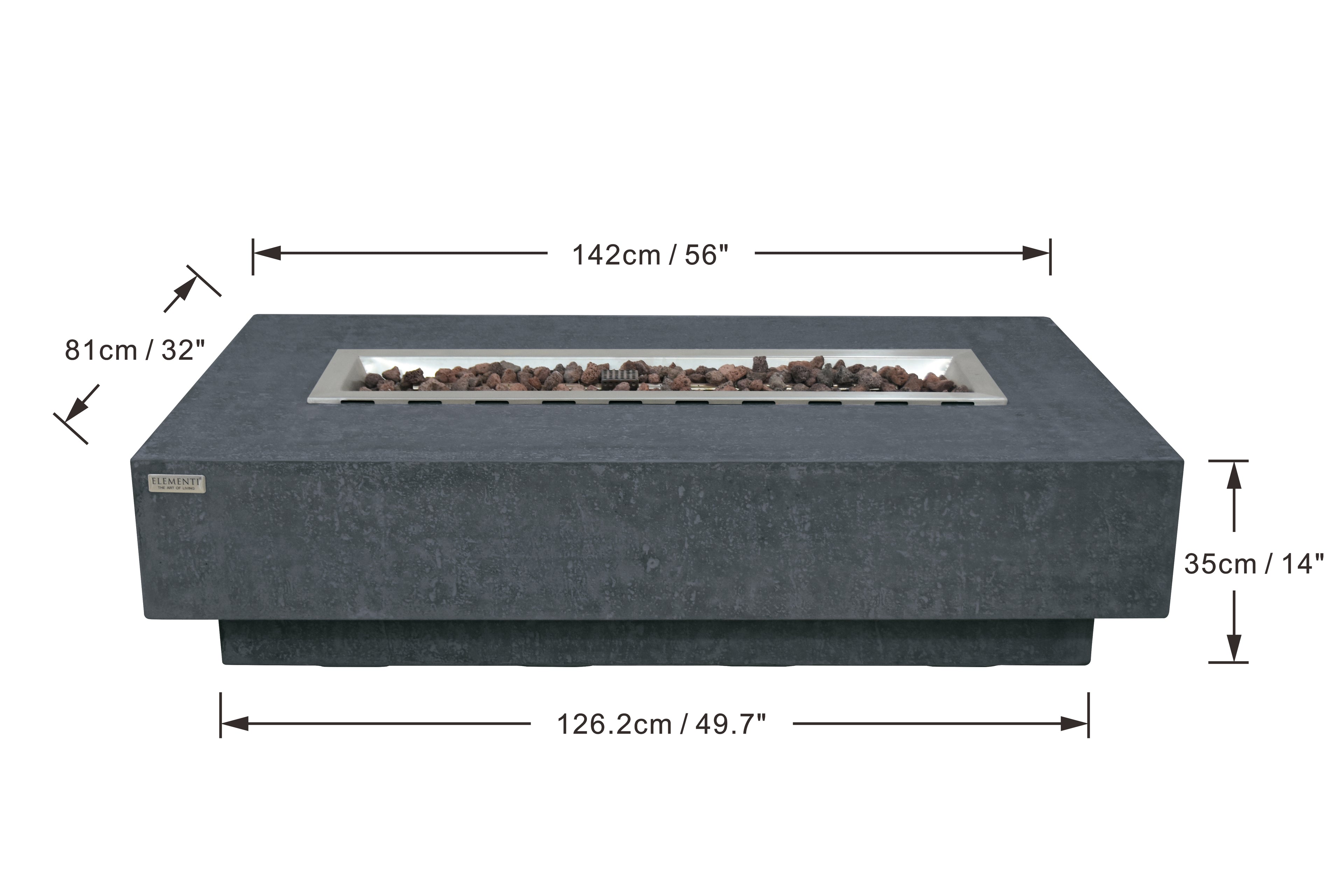 Hampton 56" Dark Grey Concrete Fire Table (OFG139DG)