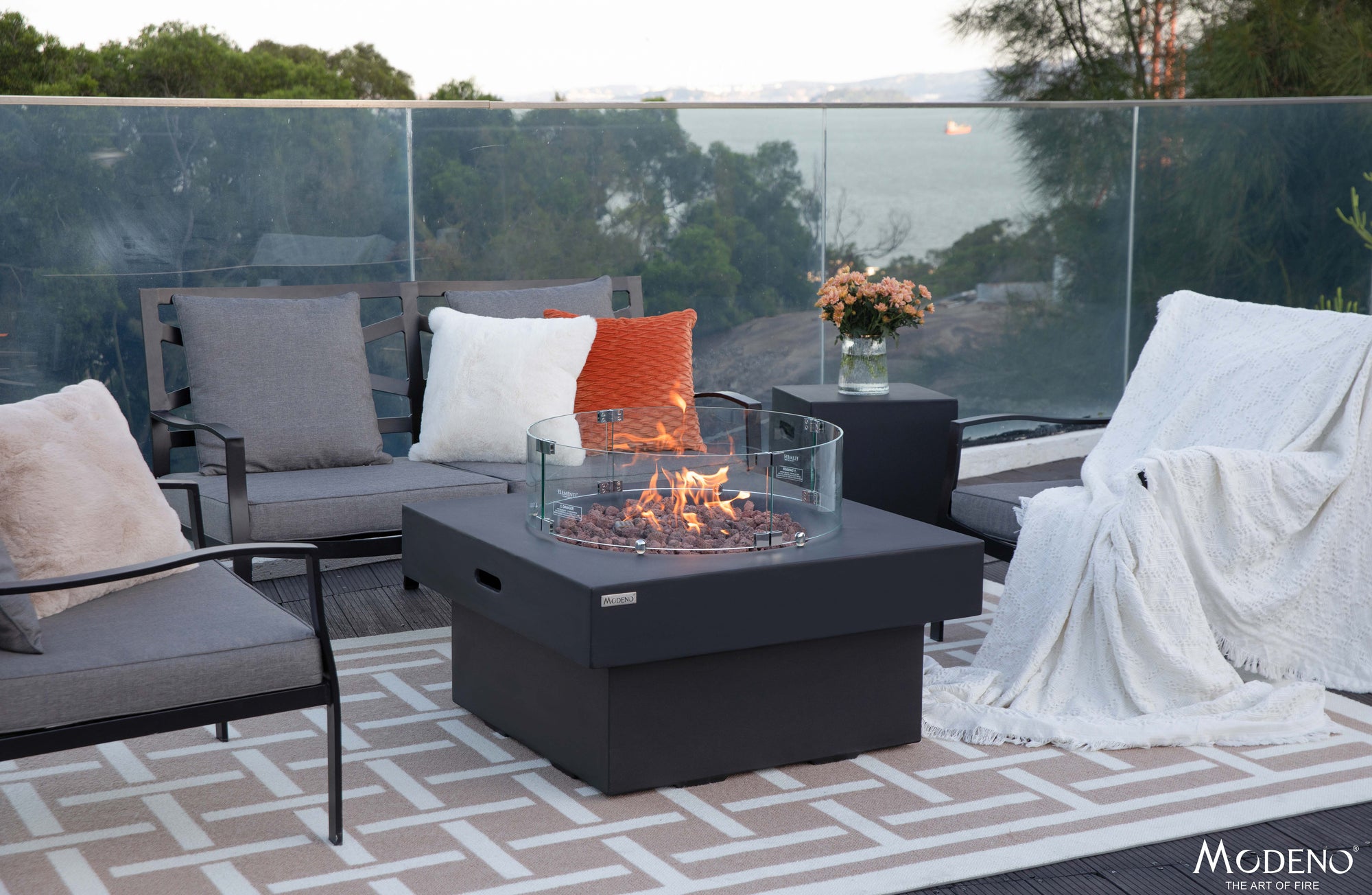Modeno Branford 34" Black Concrete Outdoor Fire Table (OFG141)