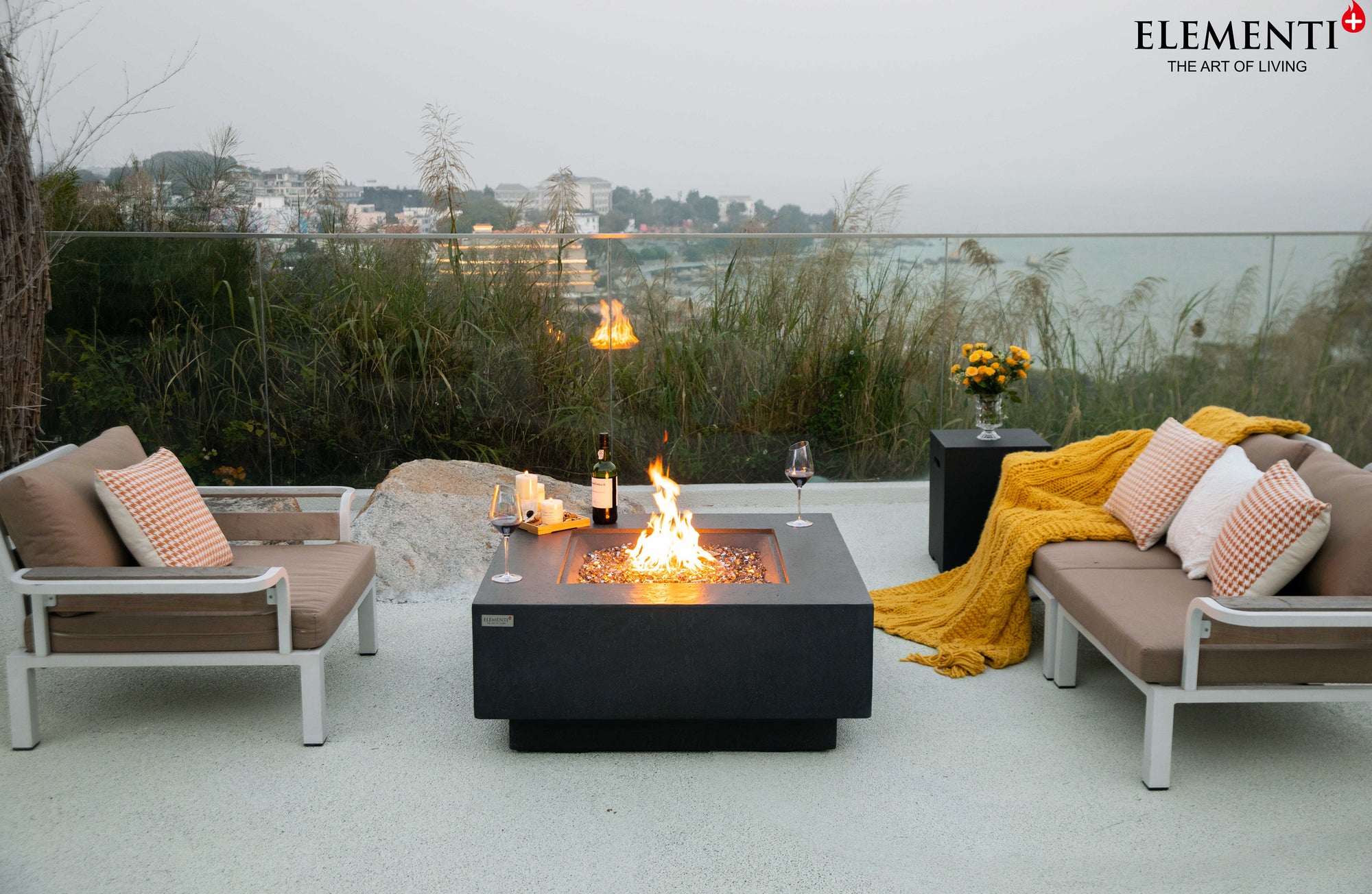 +Bergen 40" Dark Grey Sandstone Fire Table (OFG413DG)