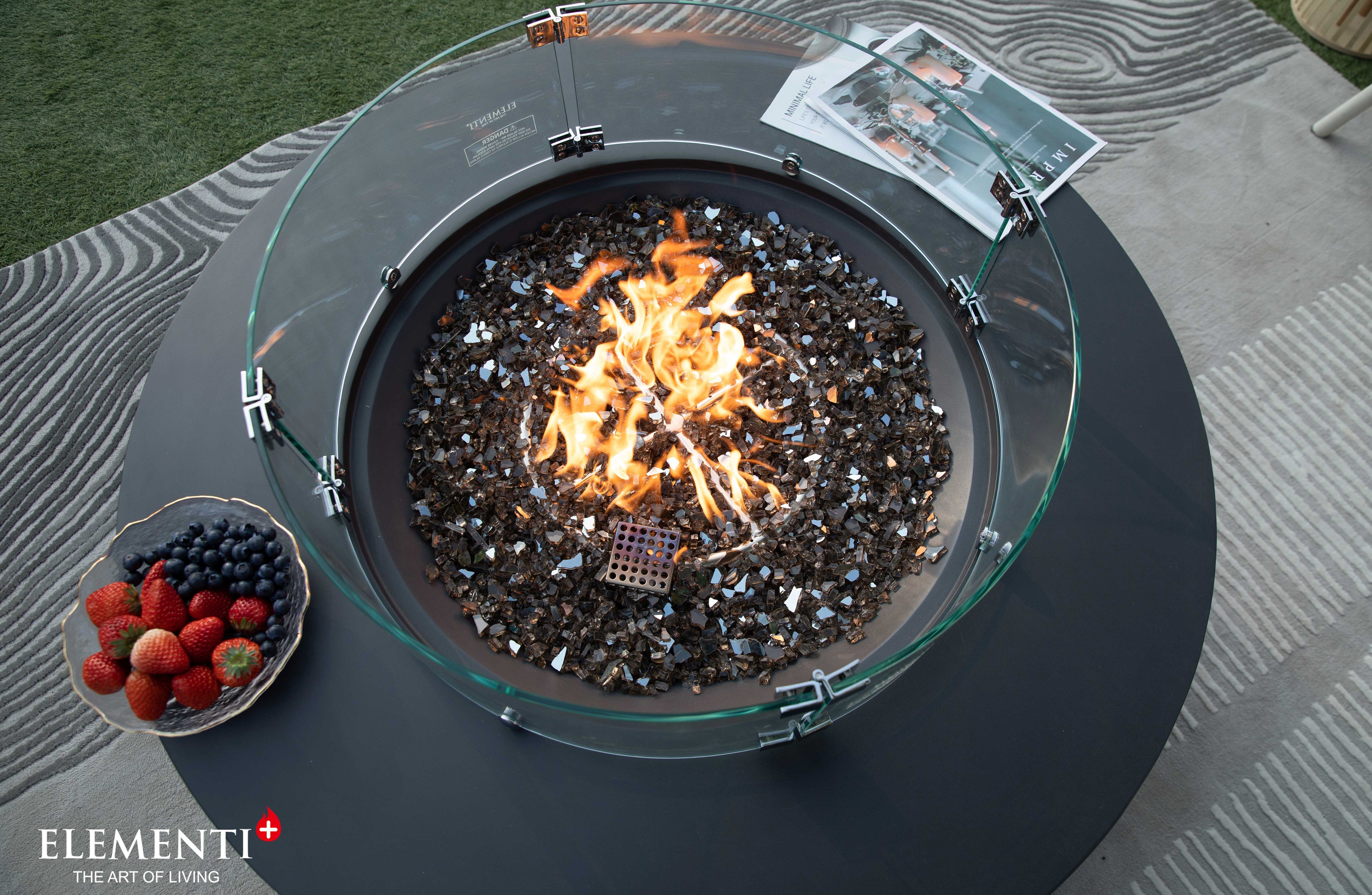 +Nimes 41" Dark Grey Sandstone Fire Table (OFG414DG)