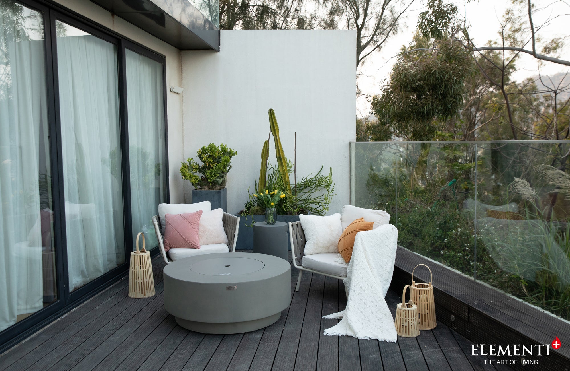 +Colosseo 41" Light Grey Sandstone Fire Table (OFG414LG)