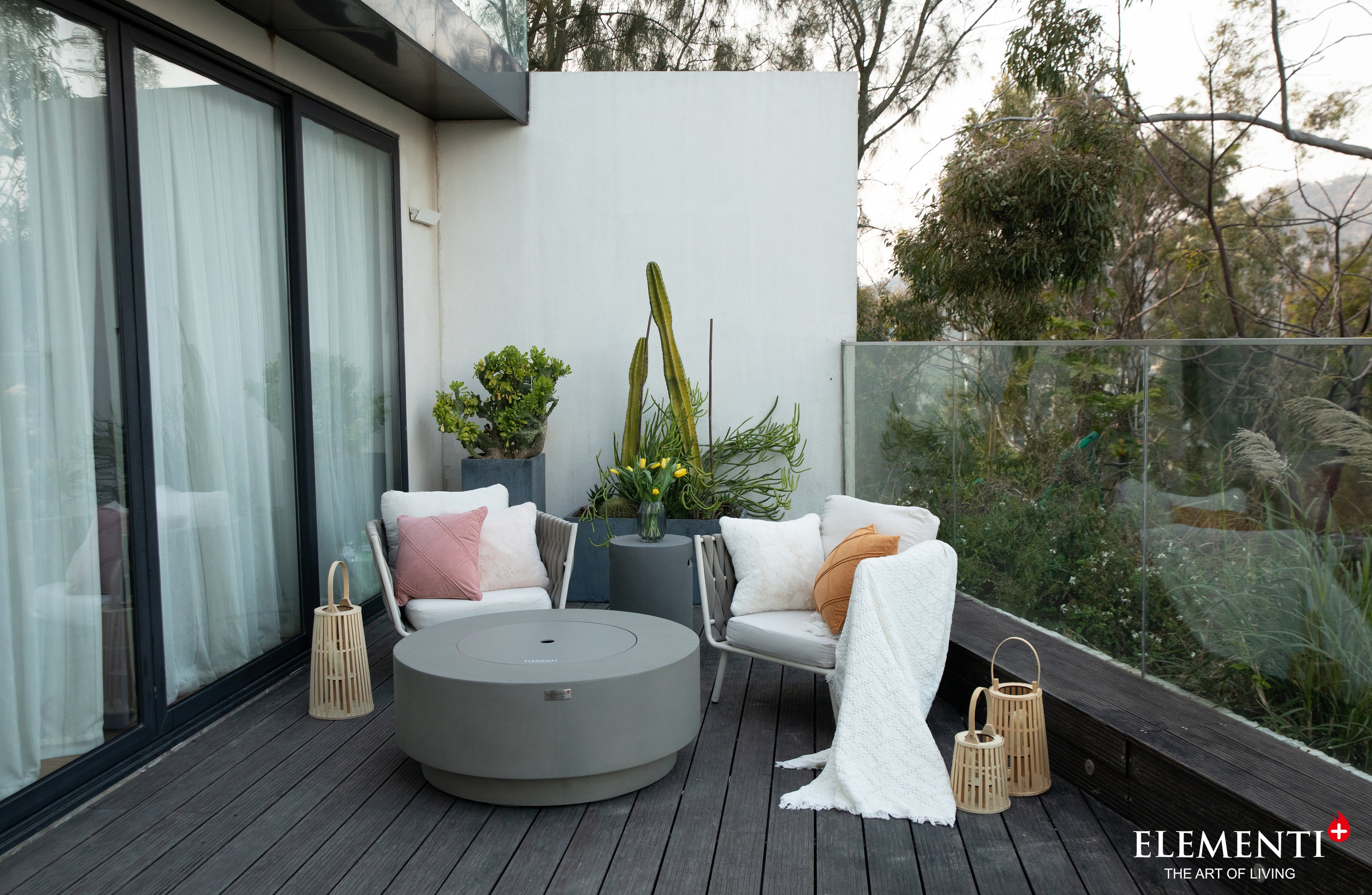 +Colosseo 41" Light Grey Sandstone Fire Table (OFG414LG)