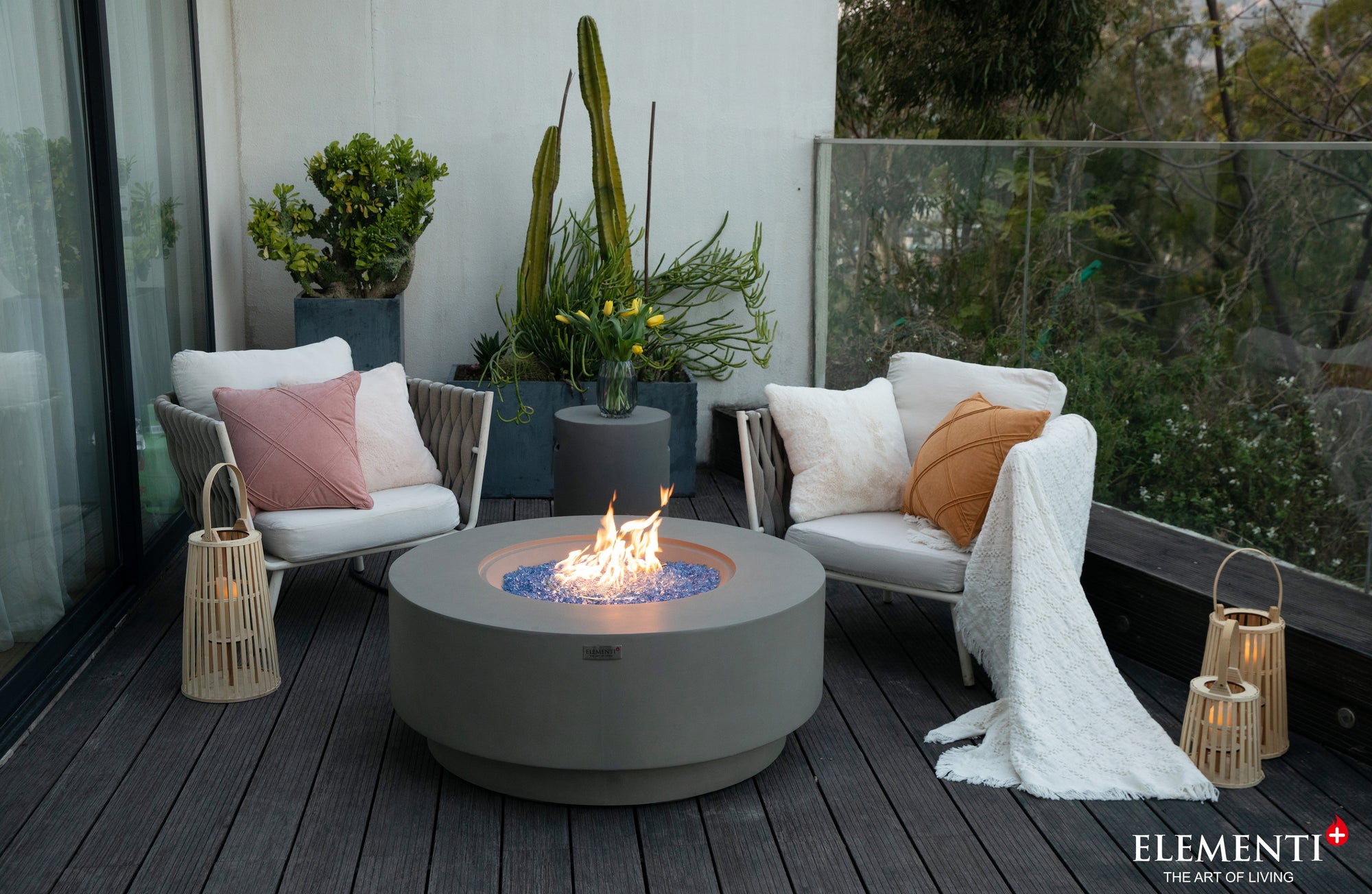 +Colosseo 41" Light Grey Sandstone Fire Table (OFG414LG)