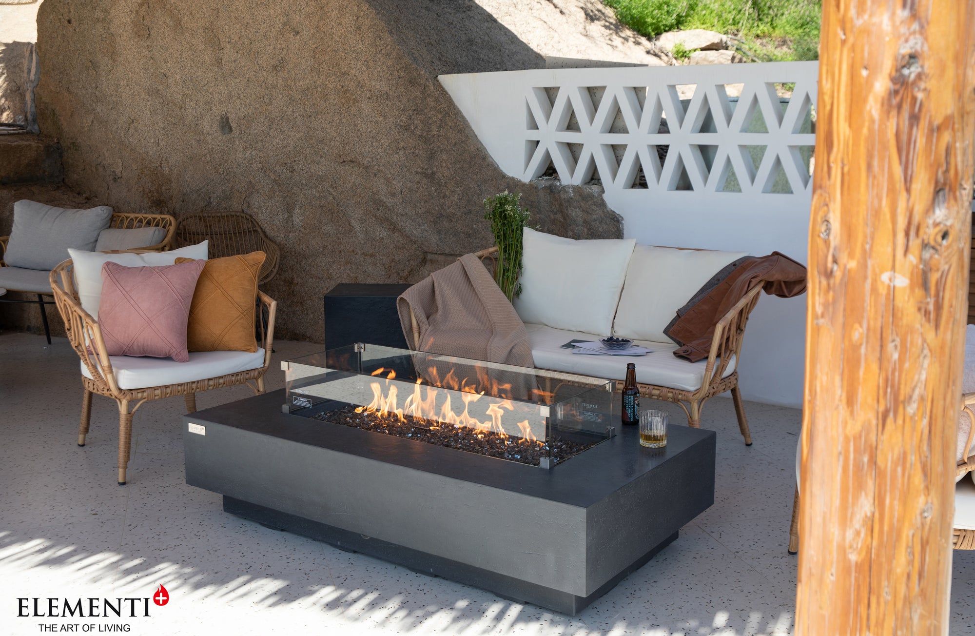 +Positano 60" Dark Grey Sandstone Fire Table (OFG415DG)