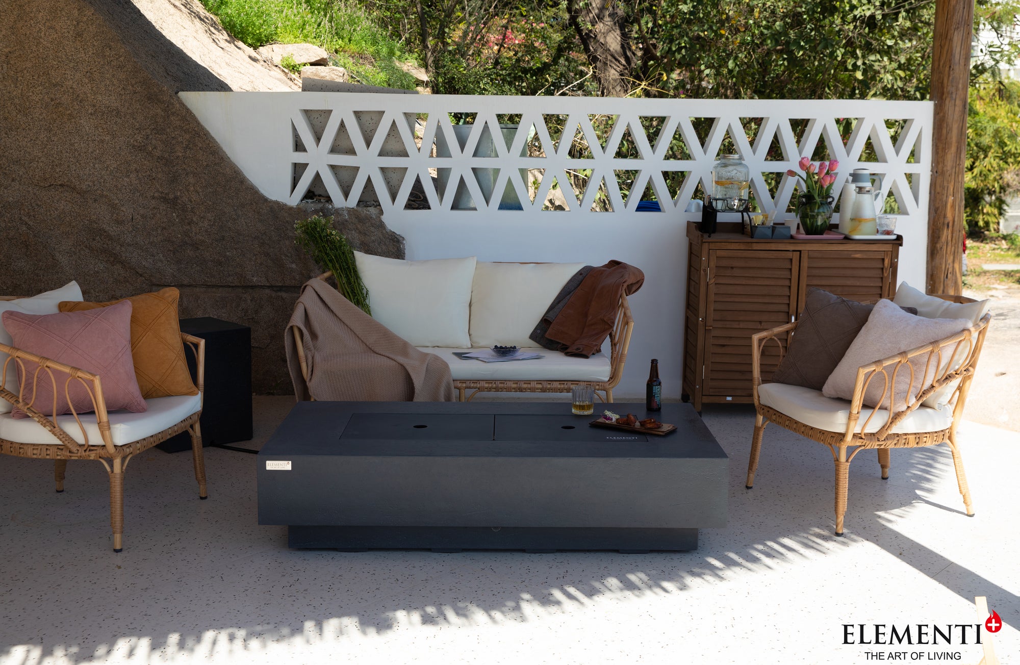 +Positano 60" Dark Grey Sandstone Fire Table (OFG415DG)