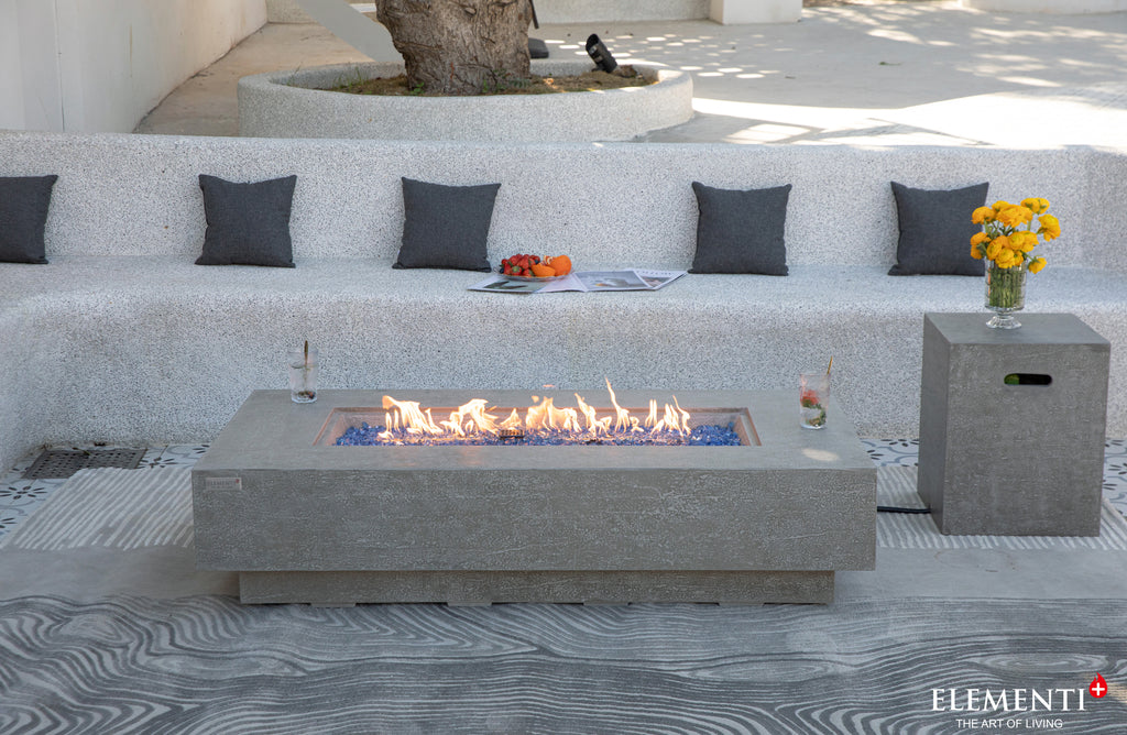 +Riviera 60" Light Grey Sandstone Fire Table (OFG415LG)