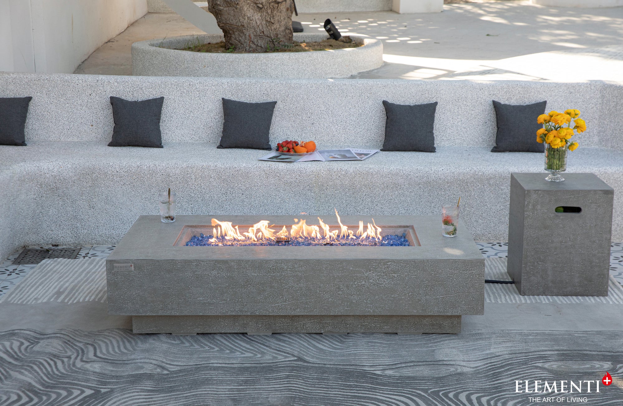 +Riviera 60" Light Grey Sandstone Fire Table (OFG415LG)