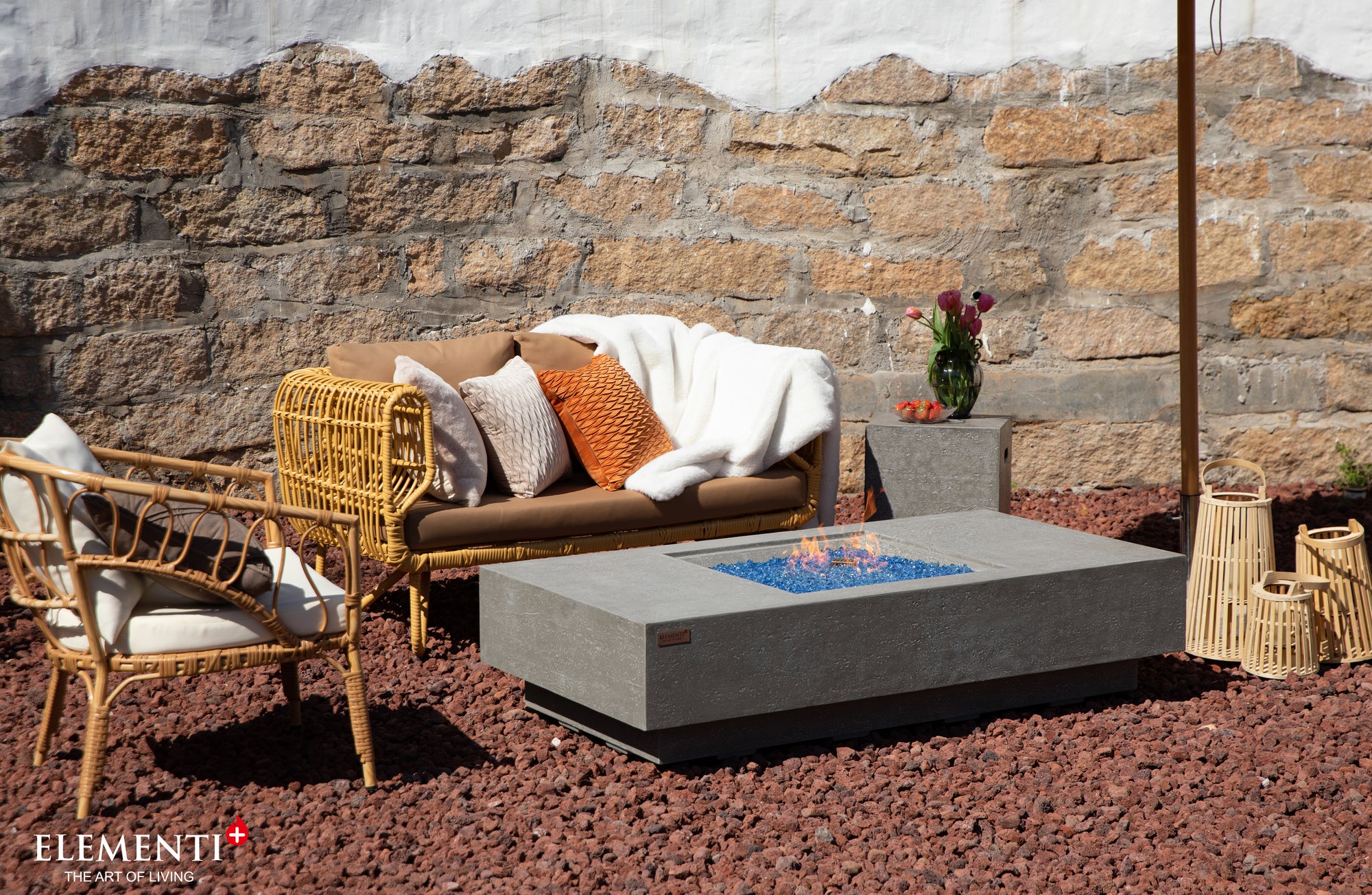 +Montecarlo 60" Light Grey Sandstone Fire Table (OFG416LG)