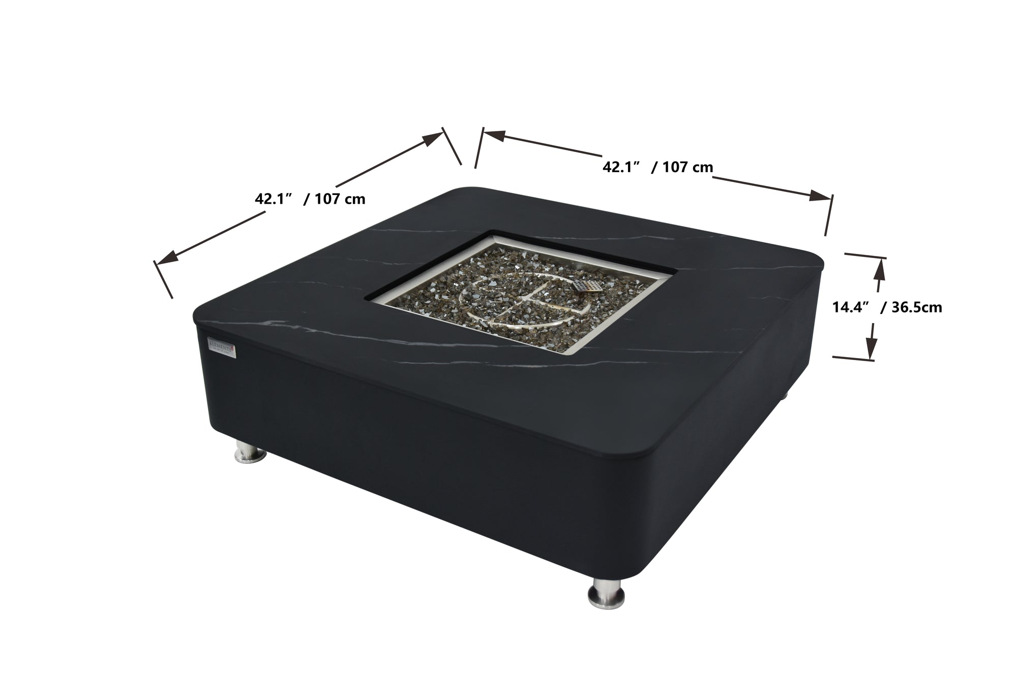 +Copenhagen 42" Marble Porcelain Outdoor Fire Table (OFP101BB)