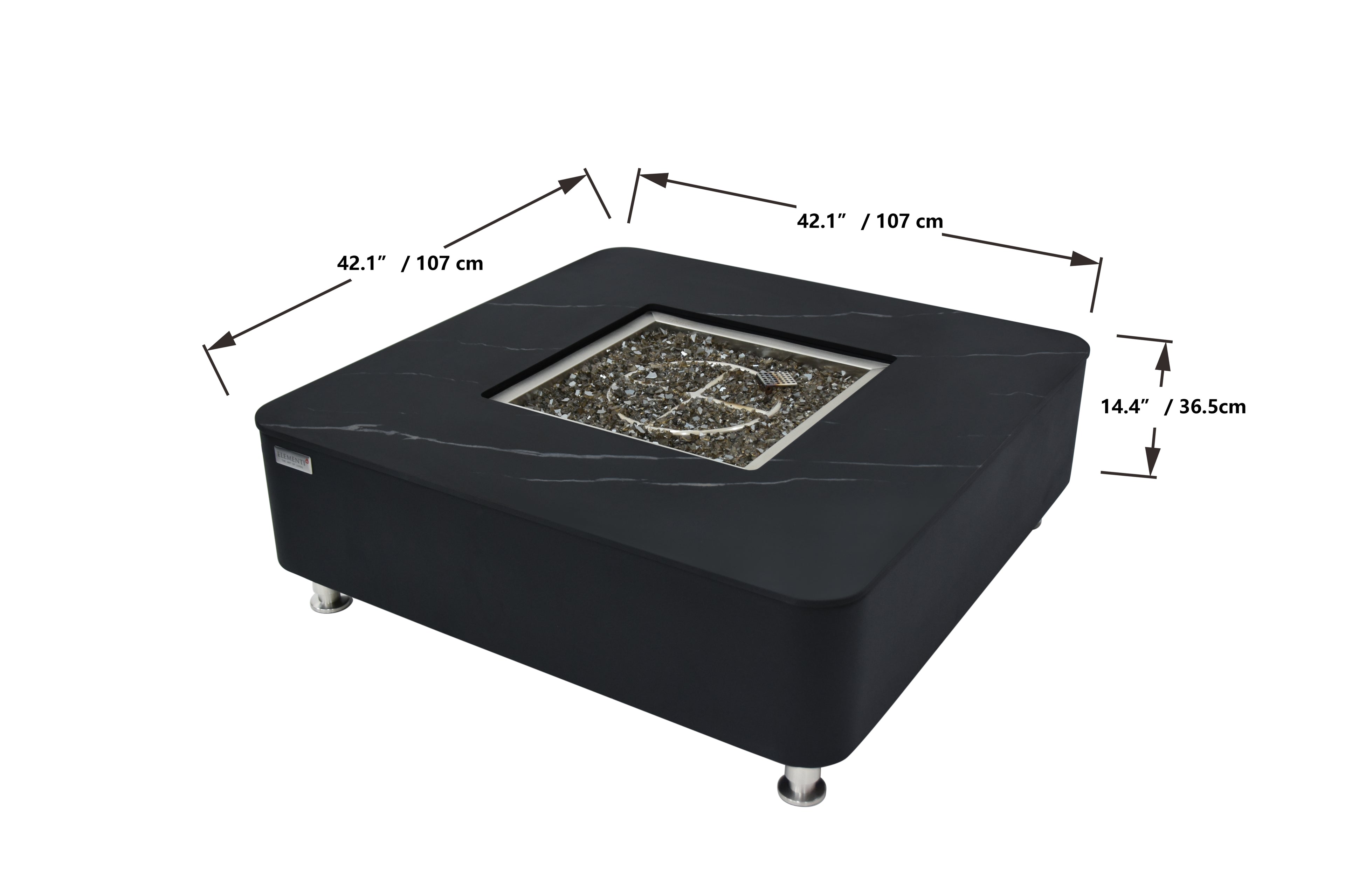 +Copenhagen 42" Marble Porcelain Outdoor Fire Table (OFP101BB)