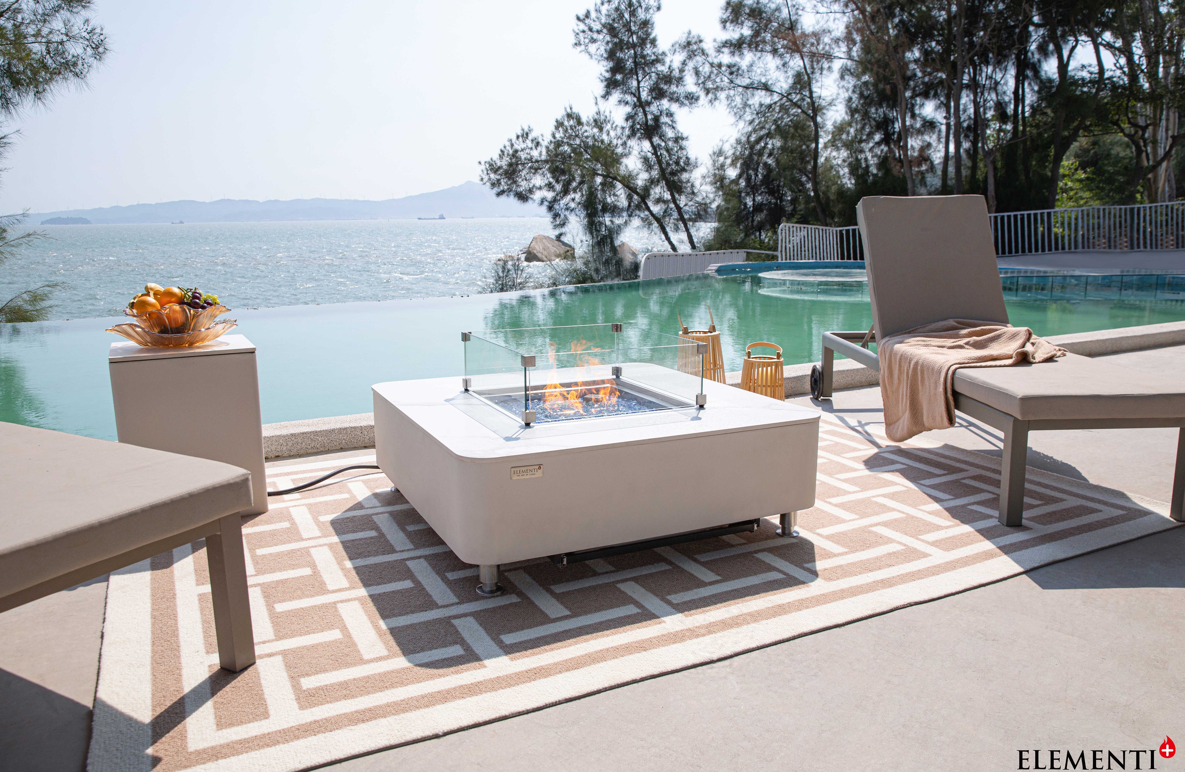 Annecy 42" Marble Porcelain Outdoor Fire Table (OFP101BW)