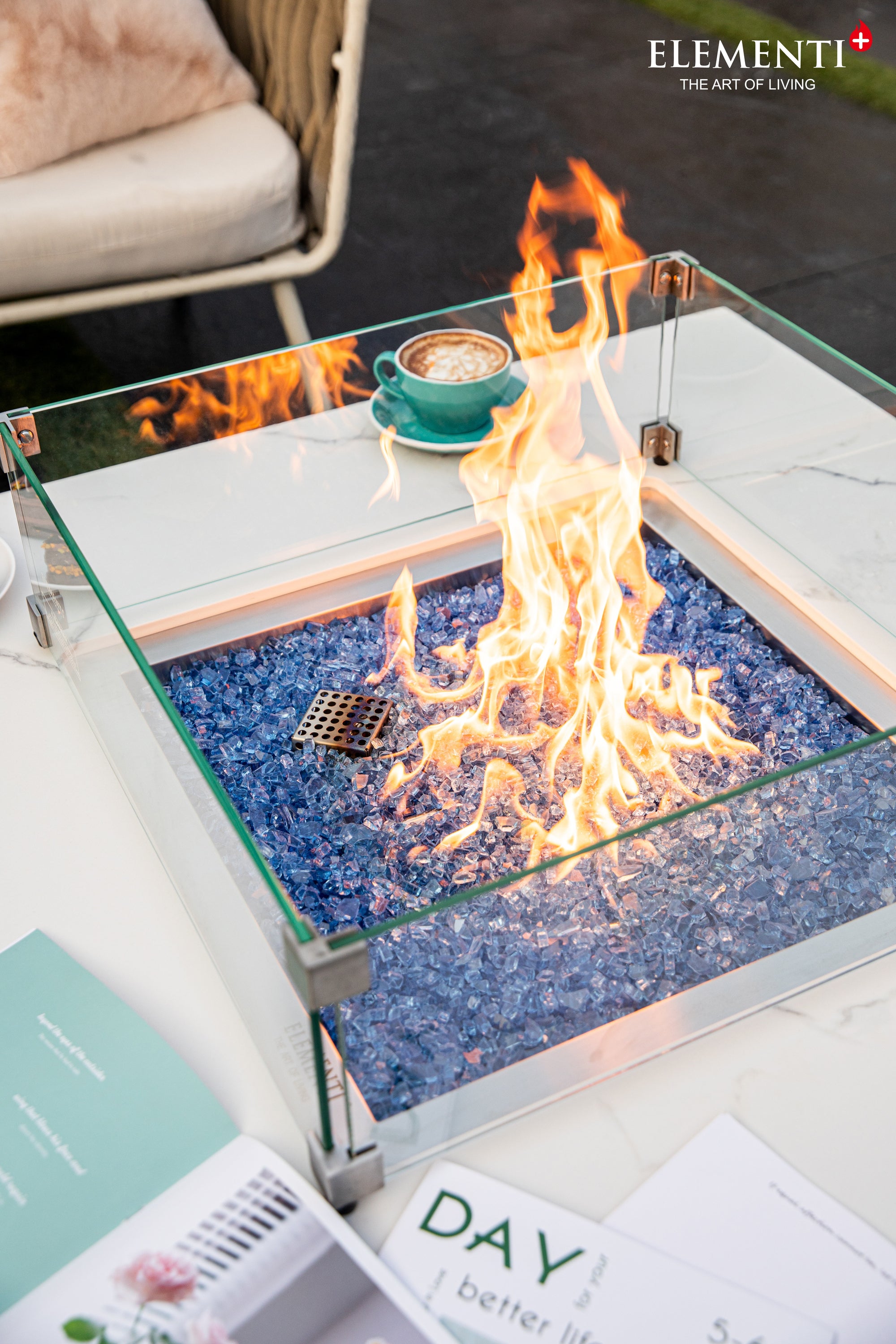 +Bianco 40" Marble Porcelain Fire Table (OFP103BW)
