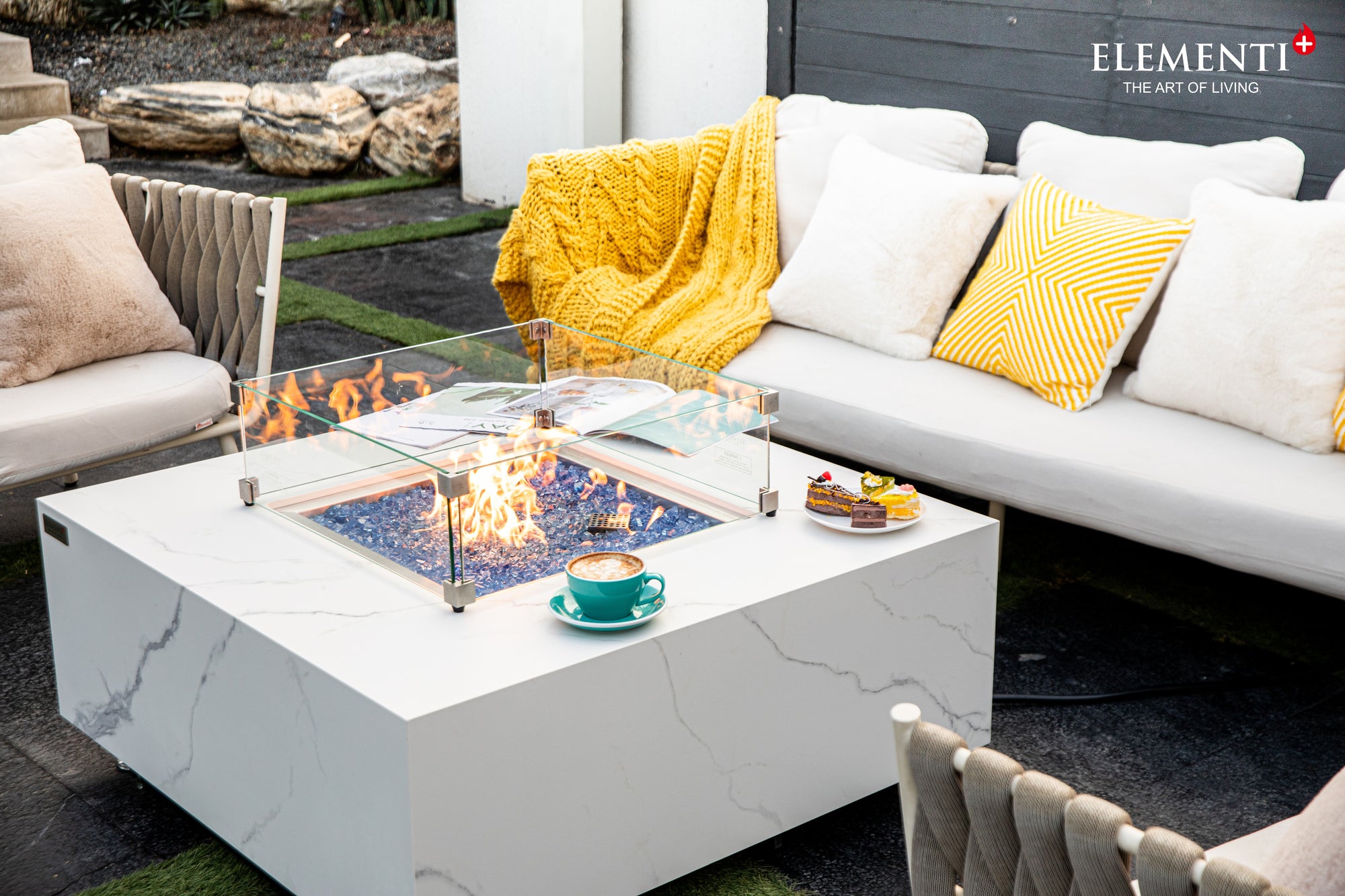 +Bianco 40" Marble Porcelain Fire Table (OFP103BW)