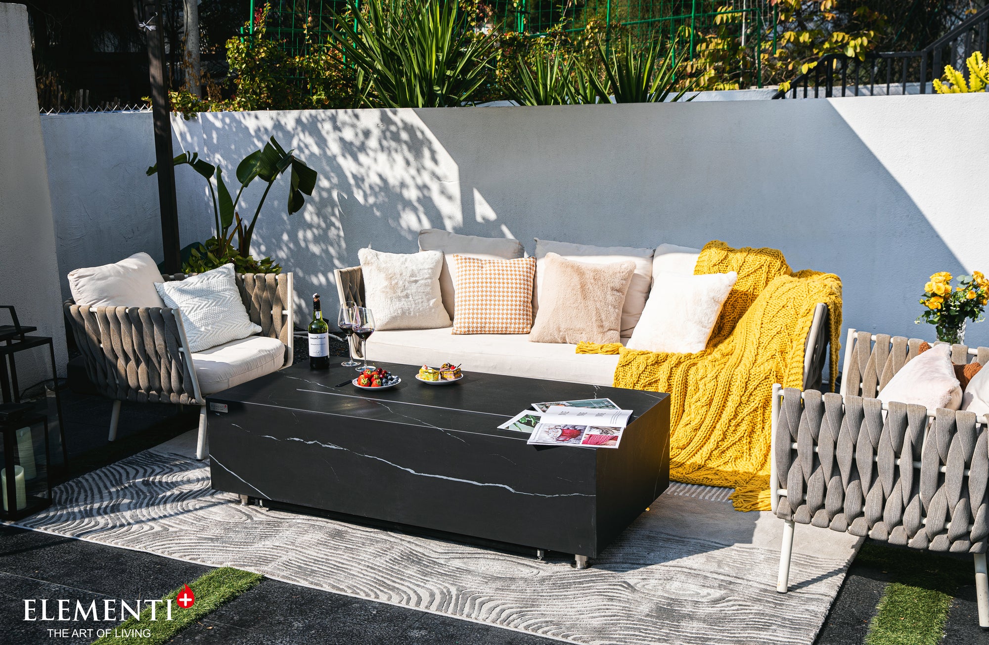 +Varna 60" Marble Porcelain Fire Table (OFP121BB)