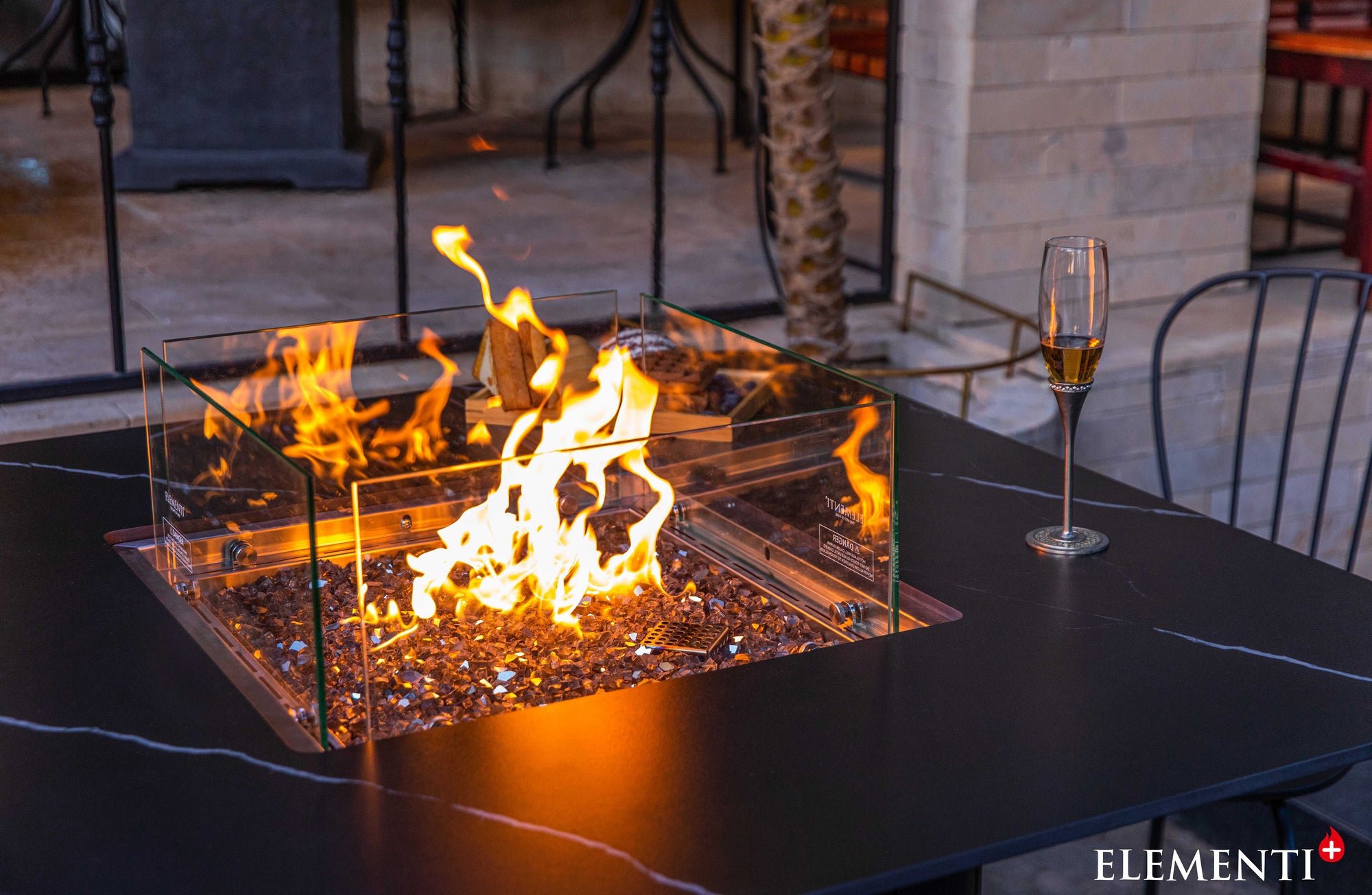 +Brugge 46" Marble Porcelain Propane Fire Table (OFP202BB)