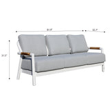 Santorini Outdoor Aluminum 3-Seat Sofa with Sunbrella® Cushions (OS-2501T)