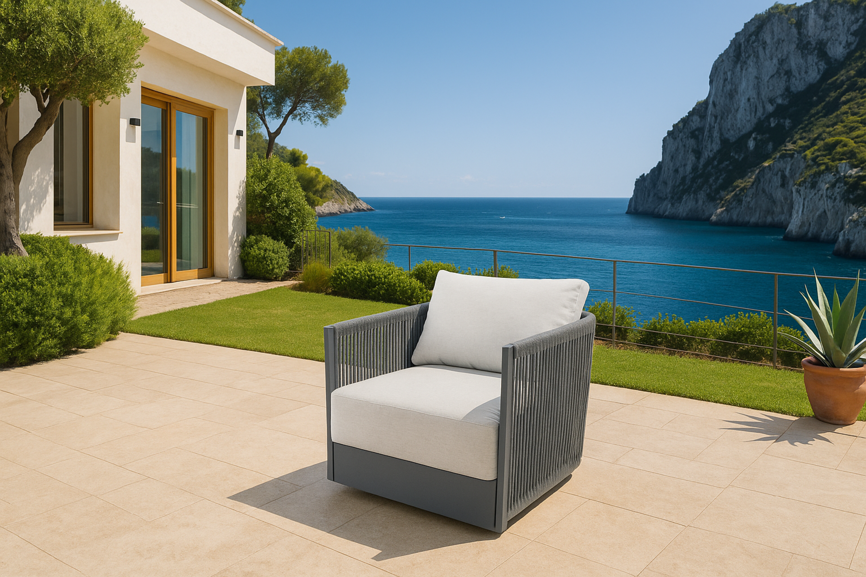 Capri Outdoor Aluminum Lounge Chair with Sunbrella® Cushions (OS2503S)