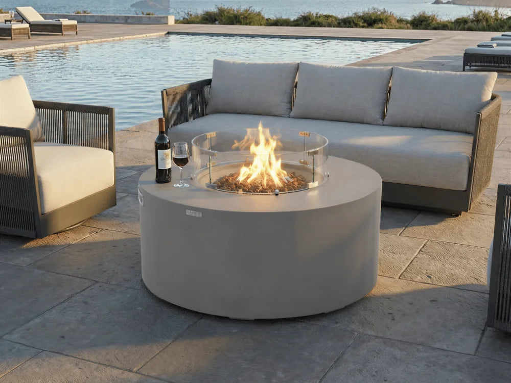 Pacaya 44" Concrete Fire Table w/ Built-In Tank Storage (OFG311)